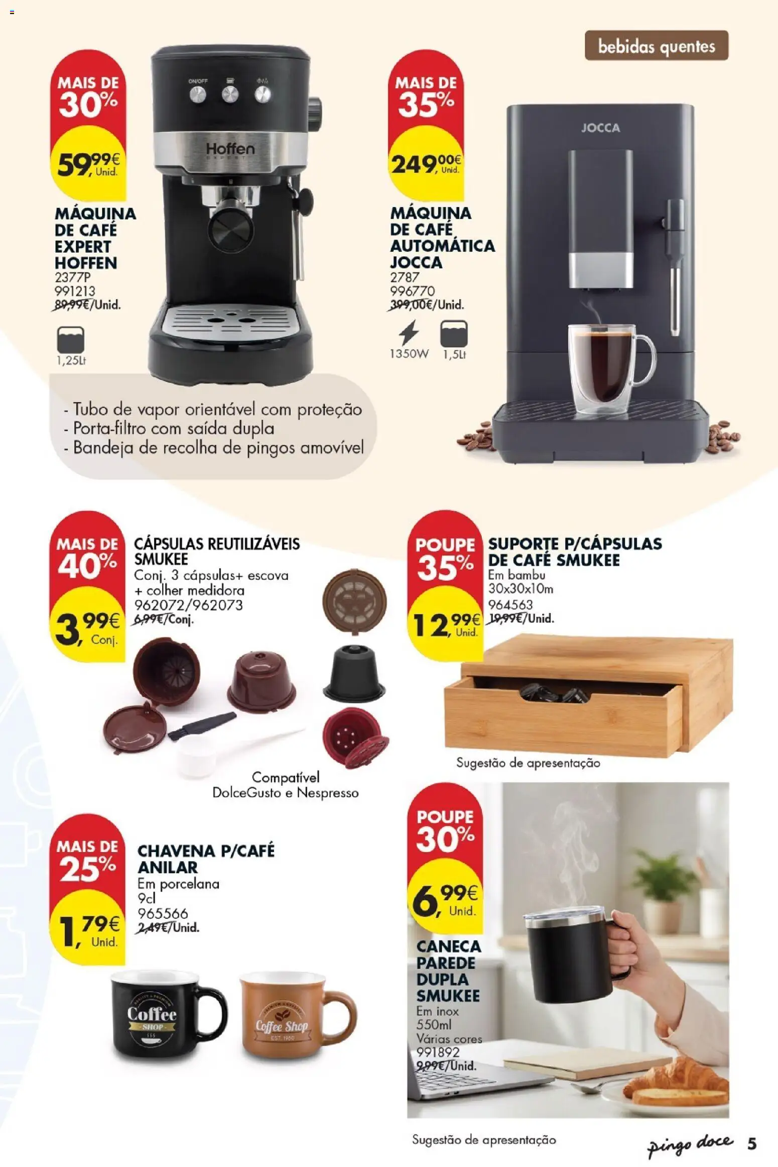Pingo Doce - Bazar Casa Equipada │ válido de 03.02.2026 | Página: 5 | Produtos: Máquina de café, Caneca, Nespresso, Colher medidora