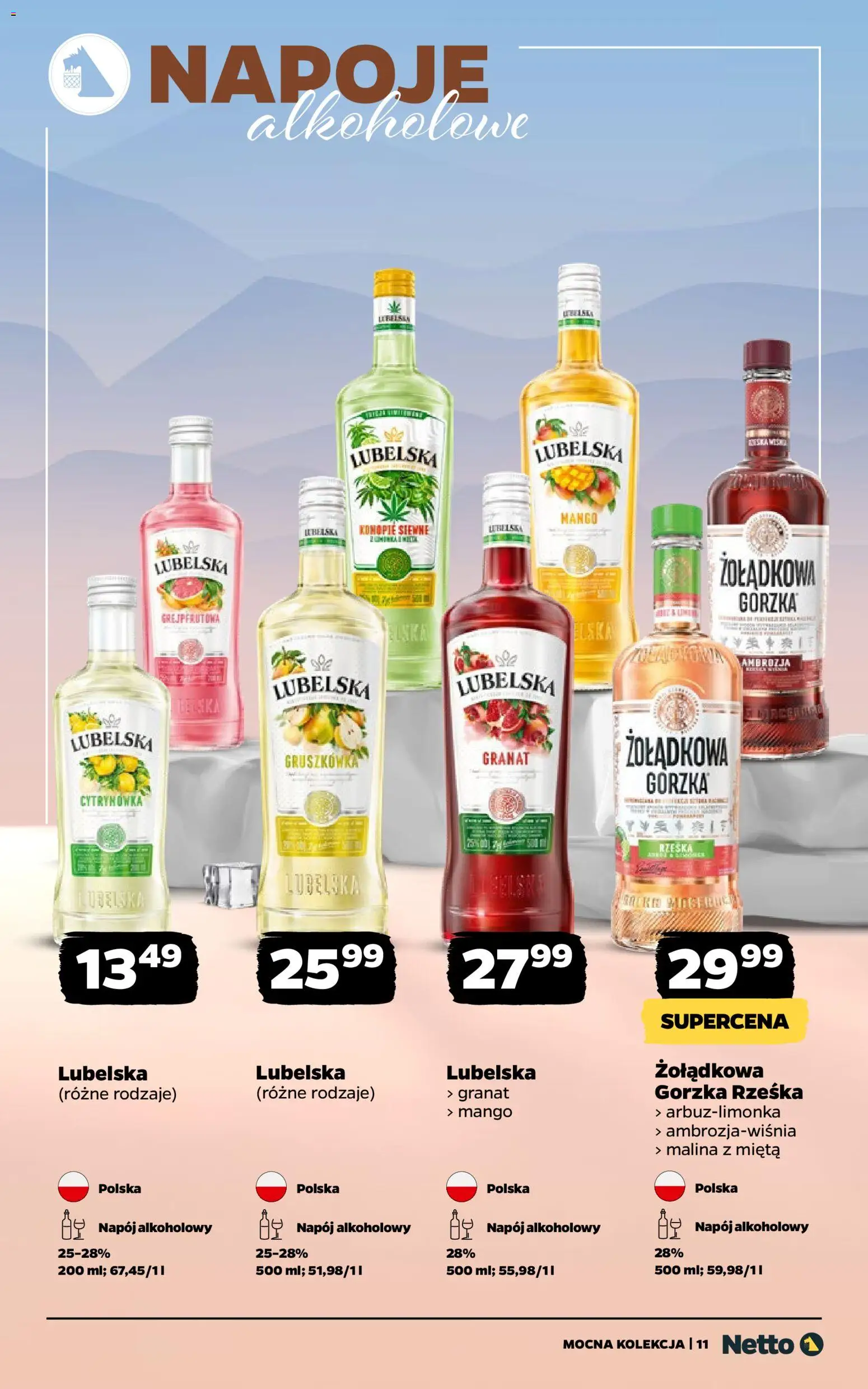 Netto gazetka - Alkohole mocne od 16.02.2026 | Strona: 11 | Produkty: Mango, Malina, Napoje, Mięta