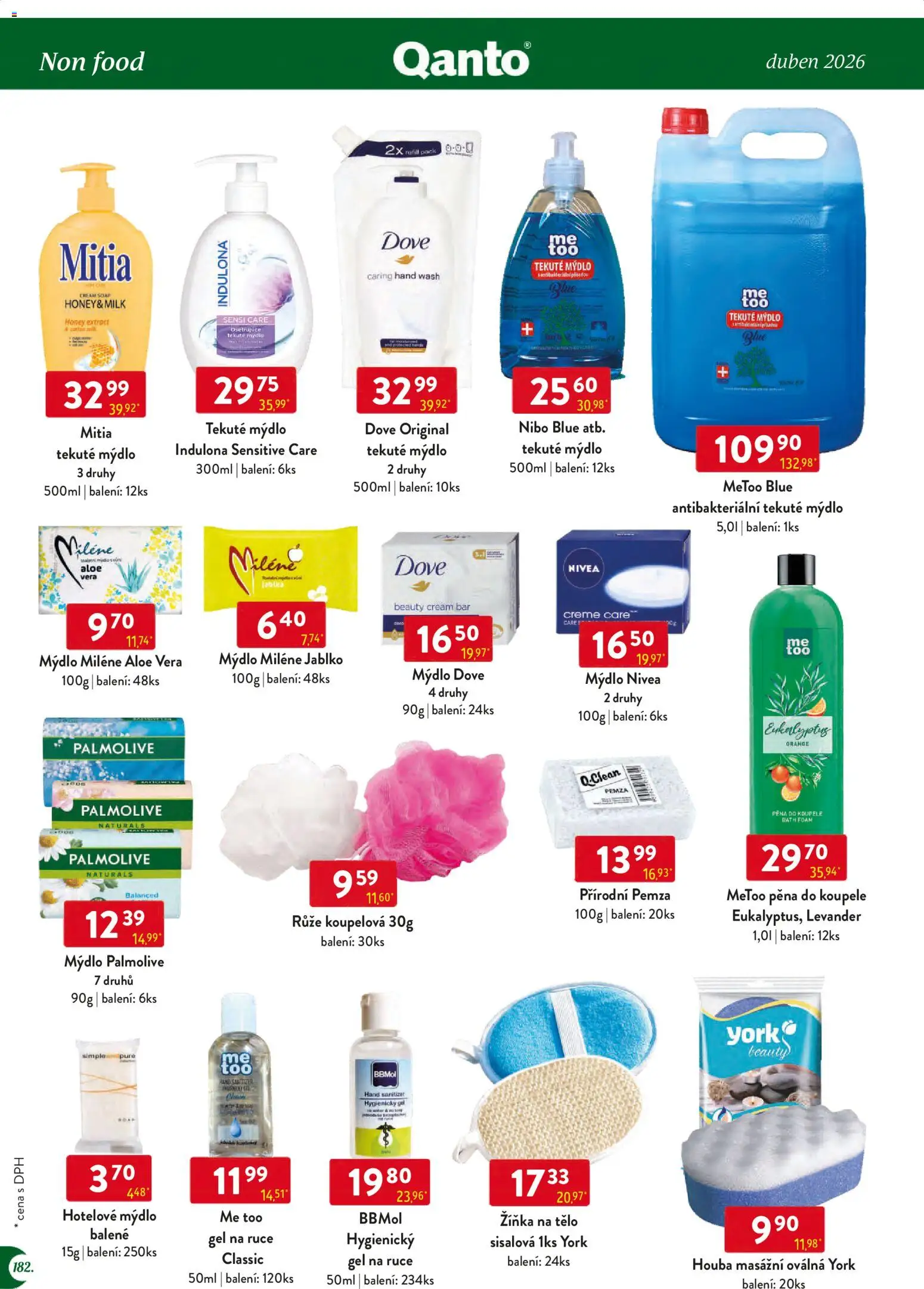 Astur & Qanto leták - Velkoobchod 04/2026 od 01.04.2026 | Strana: 182 | Produkty: Mýdlo, Aloe vera, Indulona, Dove