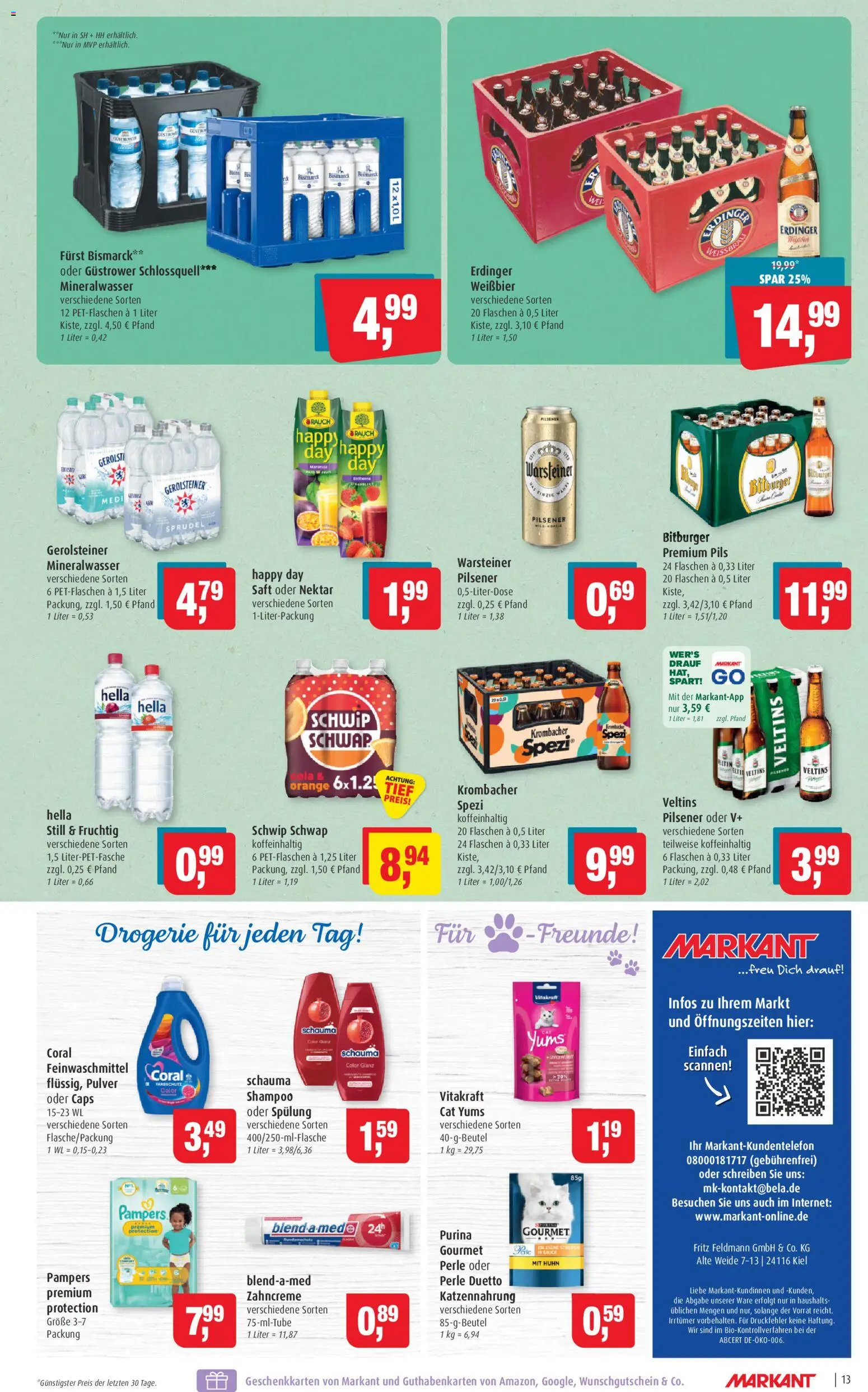 Markant Prospekt 	 – gültig ab 09.03.2026 | Seite: 13 | Produkte: Bitburger, Hella, Krombacher, Veltins
