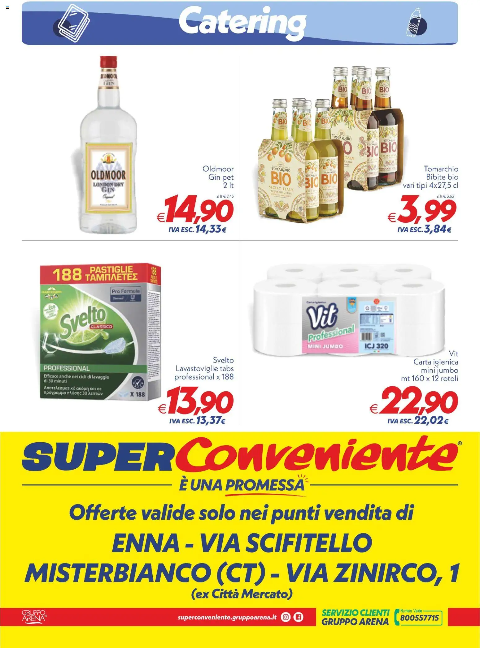 Volantino SuperConveniente del 23.01.2026 | Pagina: 4 | Prodotti: Carta igienica, Gin, Lavastoviglie, Bibite