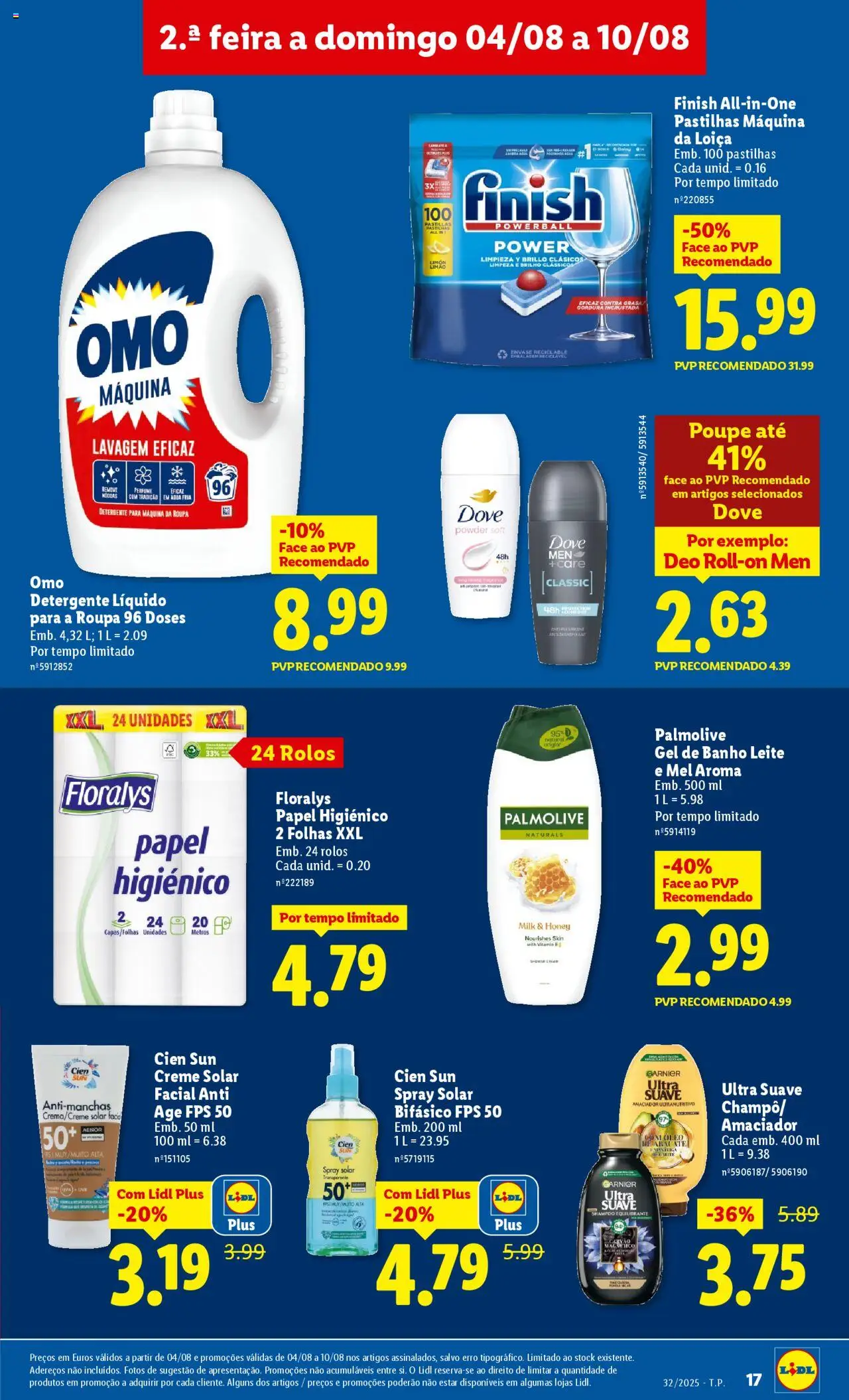 Lidl folheto │ válido de 04.08.2025 | Página: 17 | Produtos: Shampoo, Detergente, Banho, Creme