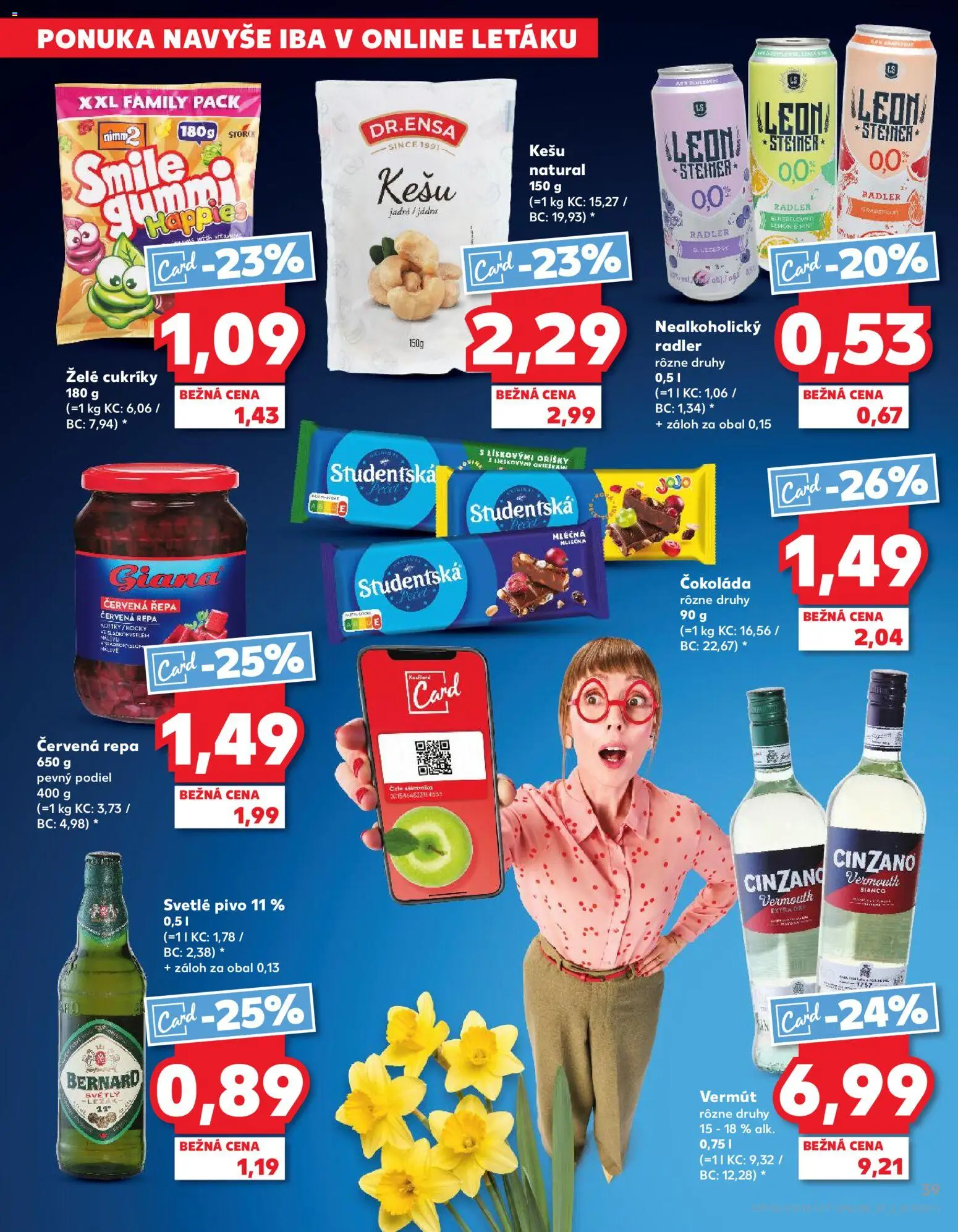 Nové Kaufland akcie – leták je platný od 01.04.2026 | Strana: 39 | Produkty: Pivo, Radler, Cukríky, Červená repa