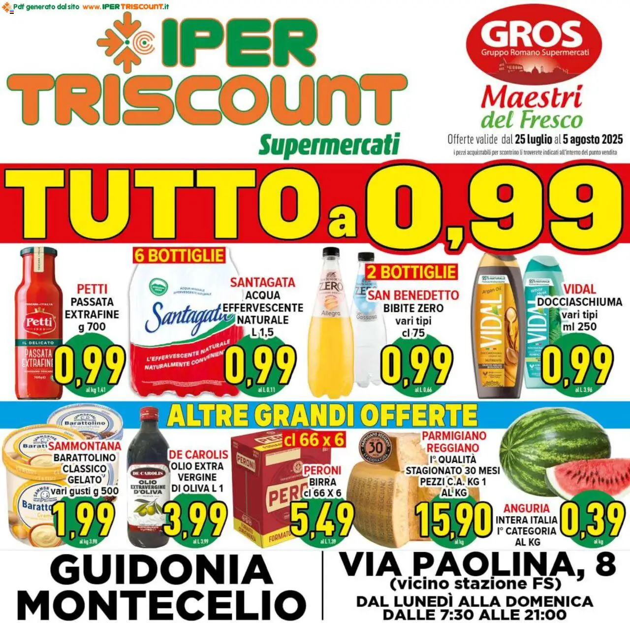 Volantino Ipertriscount del 25.07.2025 | Pagina: 1 | Prodotti: Birra, Gelato, Olio, Parmigiano