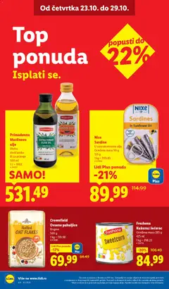 Crownfield Ovsene pahuljice, Krupne 500 g - pregled Lidl kataloga - važi od 23.10.2025 | Strana: 14 | Proizvode: Pahuljice, Ovsene pahuljice, Ulje, Maslinovo ulje