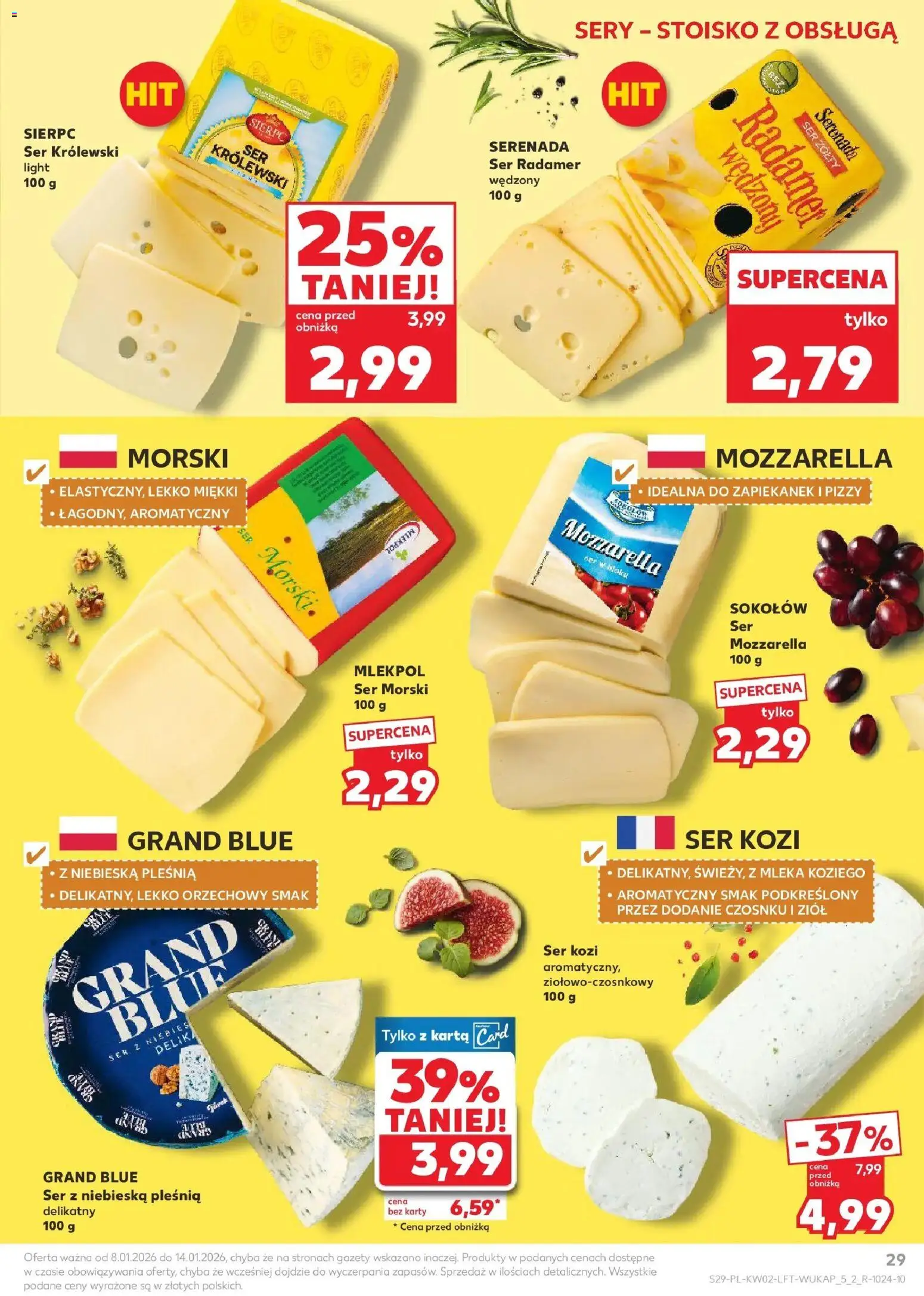 Kaufland gazetka od 08.01.2026 | Strona: 29 | Produkty: Ser żółty, Karta, Ser kozi, Mleka