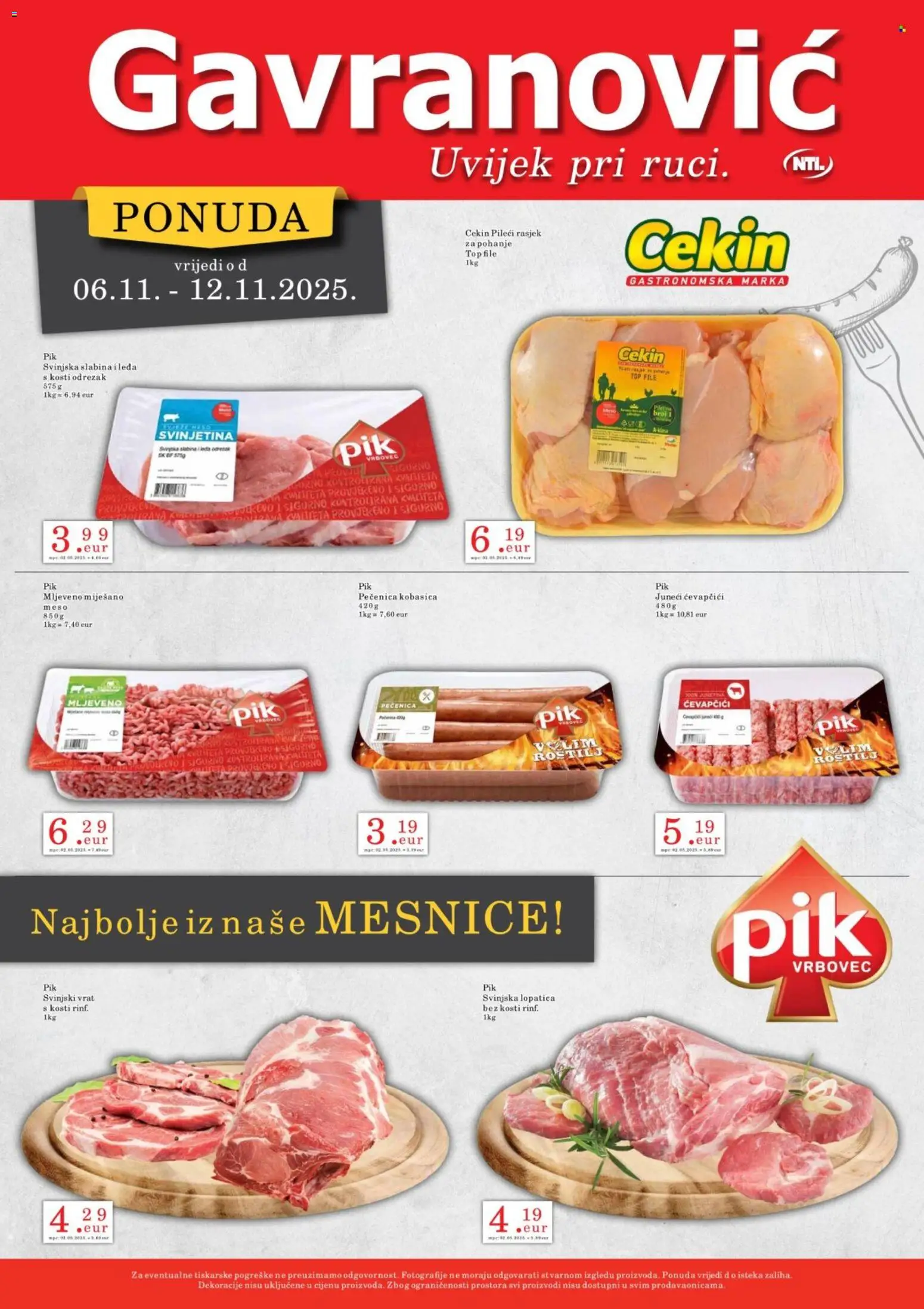 Gavranović katalog | vrijedi od 06.11.2025 | Stranica: 5 | Proizvodi: Junetina, Svinjetina, Kobasica, Lopatica