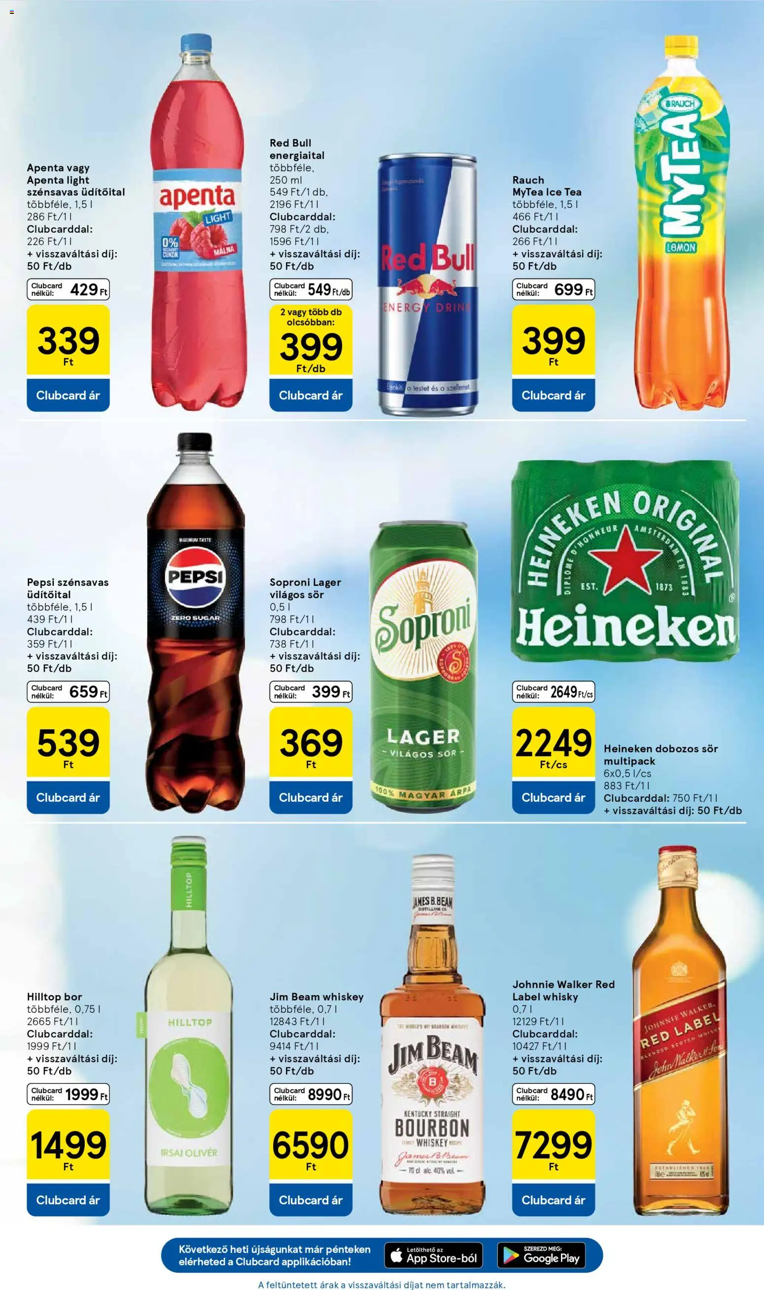 Tesco akciós ujság - amely érvényes a következő dátumtól: 16.04.2026 | Oldal: 5 | Termékek: Ice tea, Red bull, Bourbon, Bor