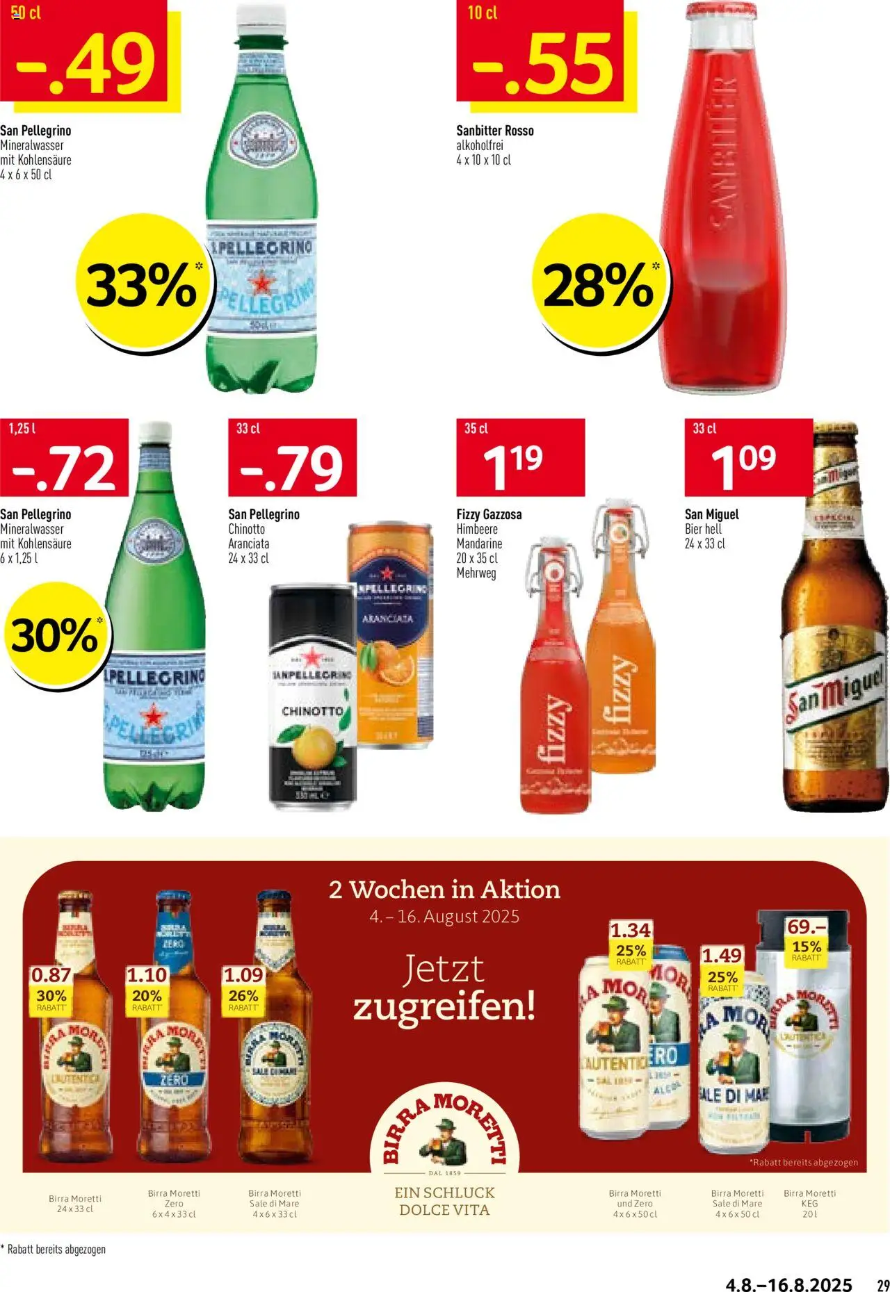 Prodega Aktionen Mediterran ab 04.08.2025 | Seite: 29 | Produkte: Mineralwasser, Bier, Himbeere