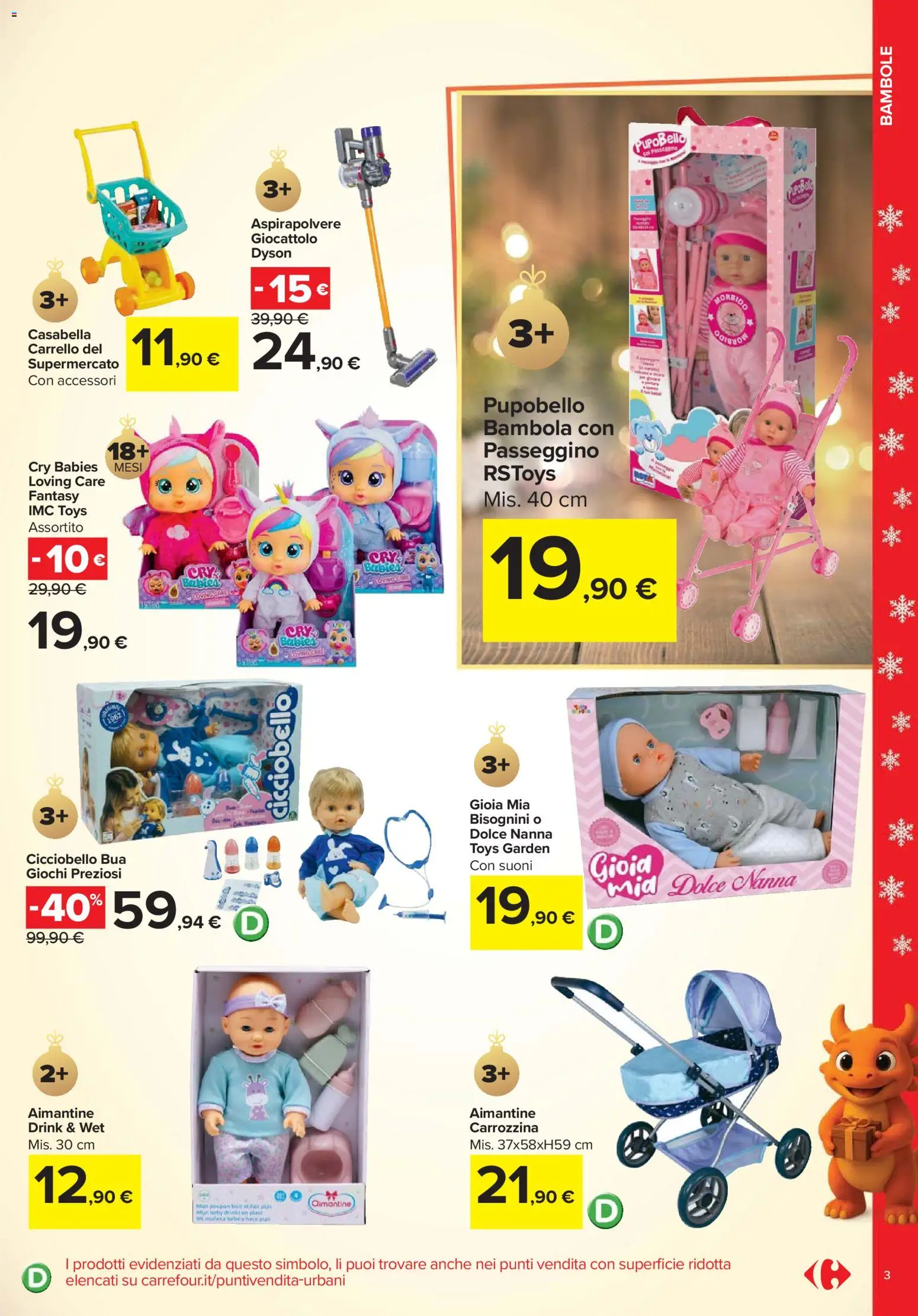 Volantino Carrefour del 24.10.2025 | Pagina: 3 | Prodotti: Carrello, Passeggino, Aspirapolvere, Dyson