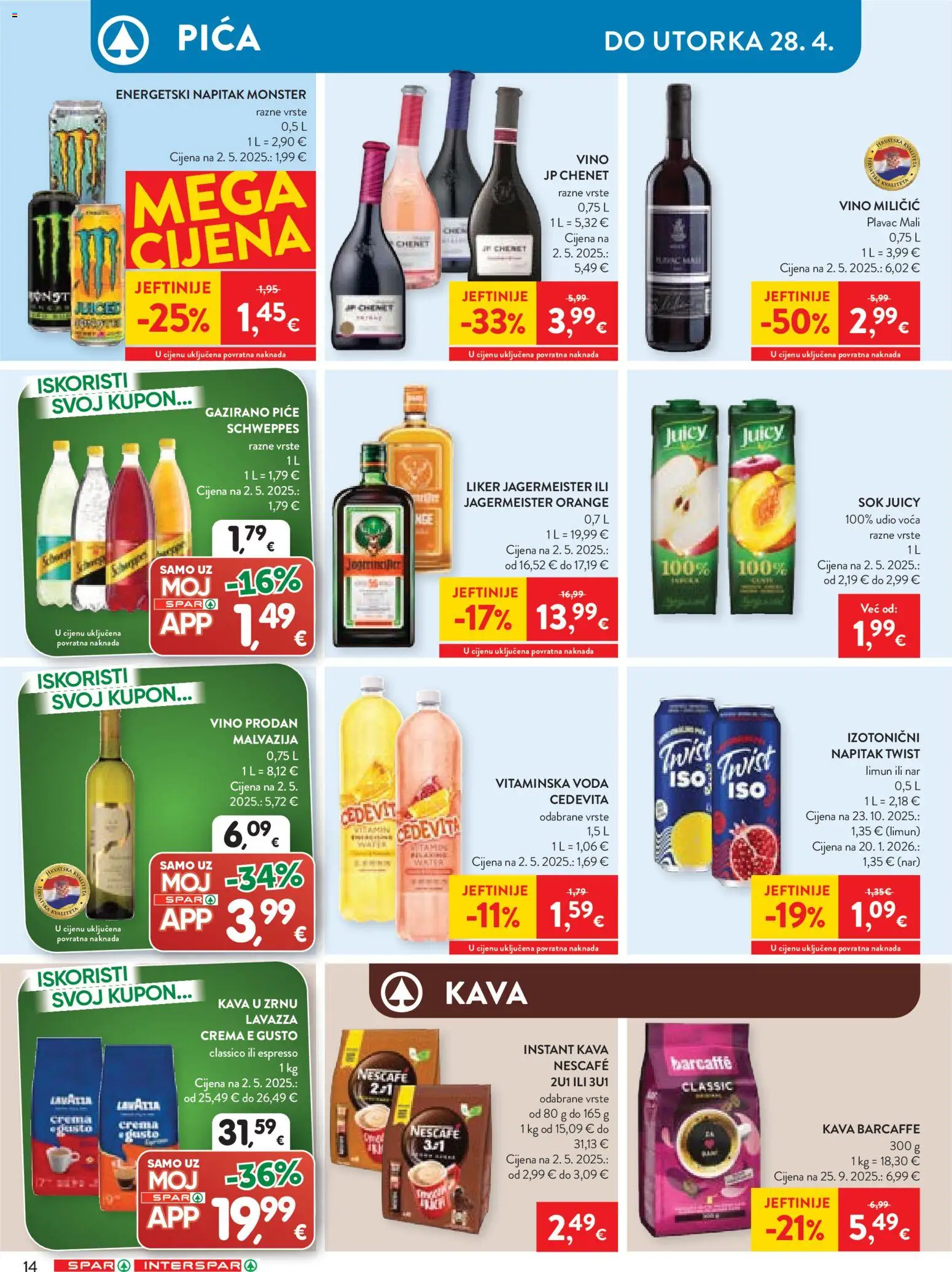 Spar katalog | vrijedi od 22.04.2026 | Stranica: 17 | Proizvodi: Pica, Kava, Voda, Cedevita