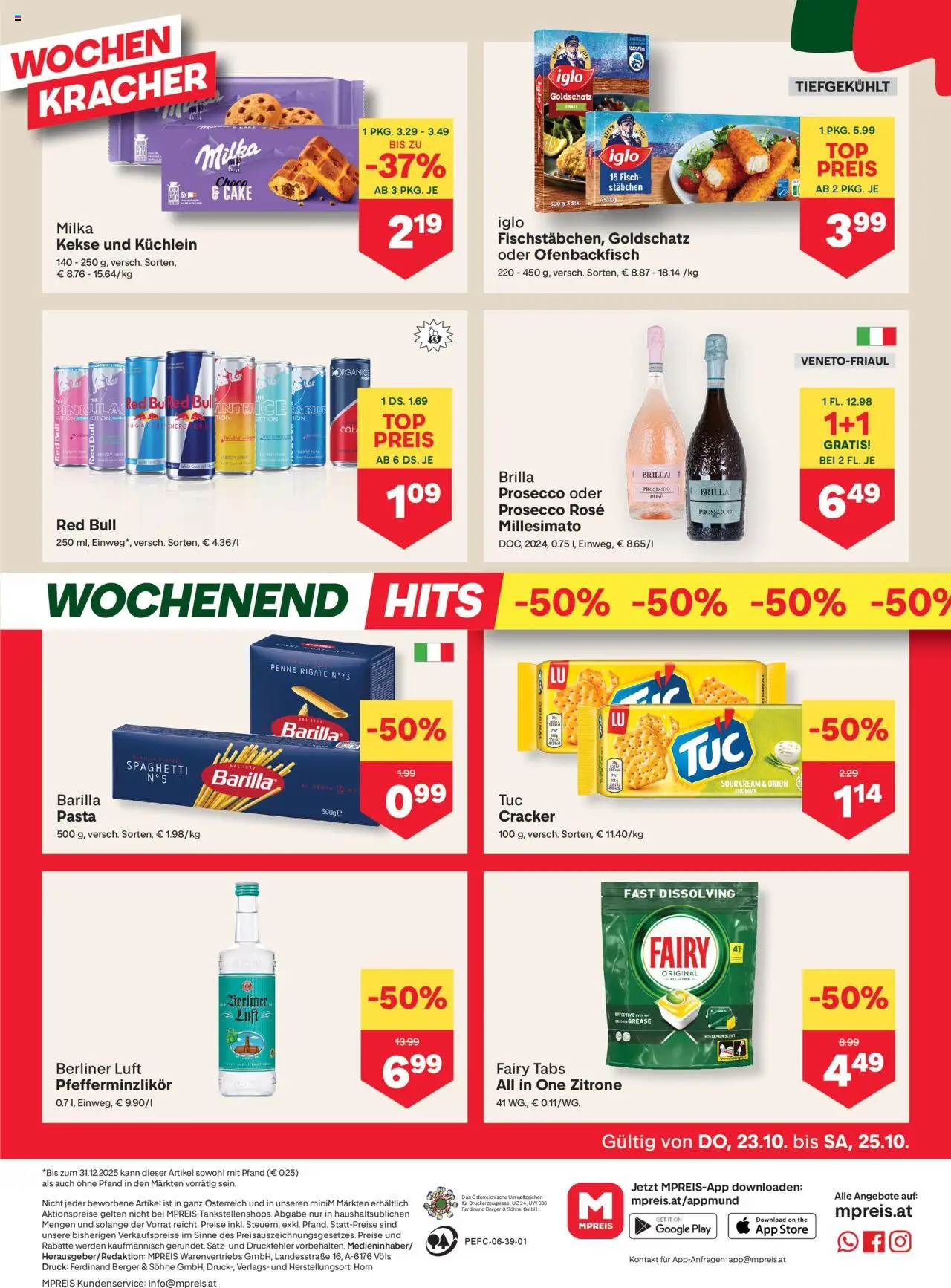 MPREIS Absam gültig ab 23.10.2025 | Seite: 16 | Produkte: Pasta, Kekse, Hajdina liszt, Fisch
