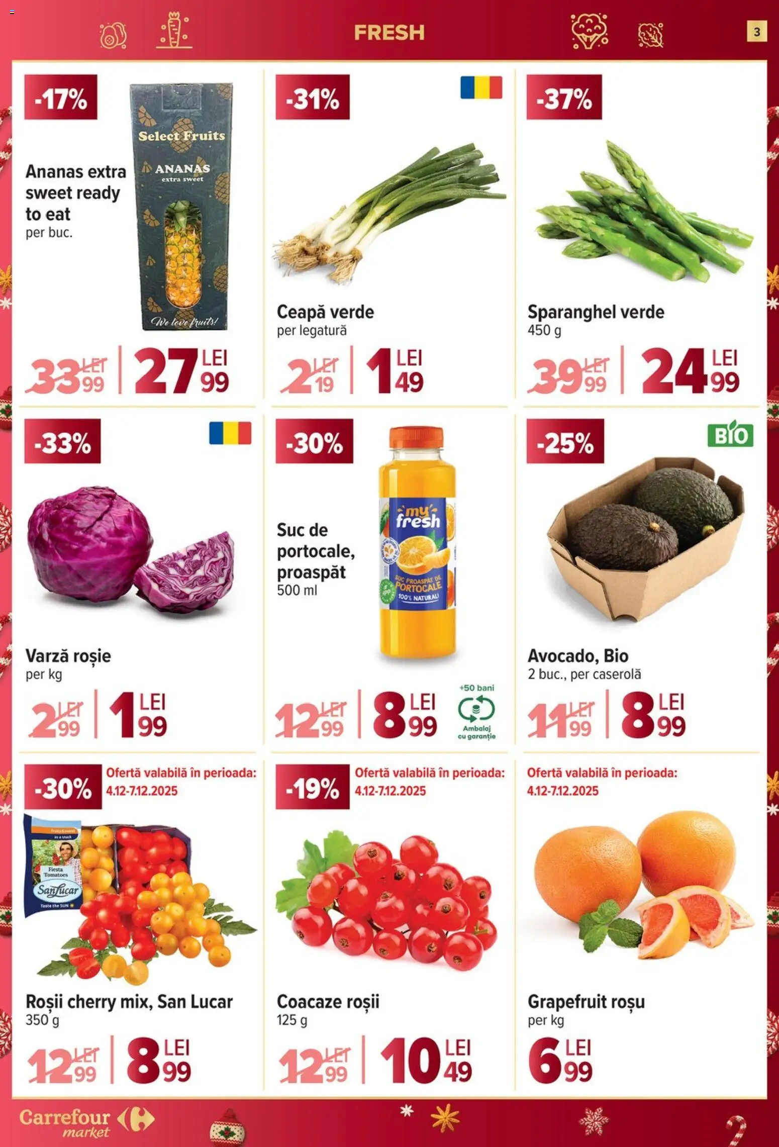 Noul catalog Carrefour – valabil de la 03.12.2025 | Pagină: 3 | Produse: Şerit ödül, Varză, Suc, Ceapă