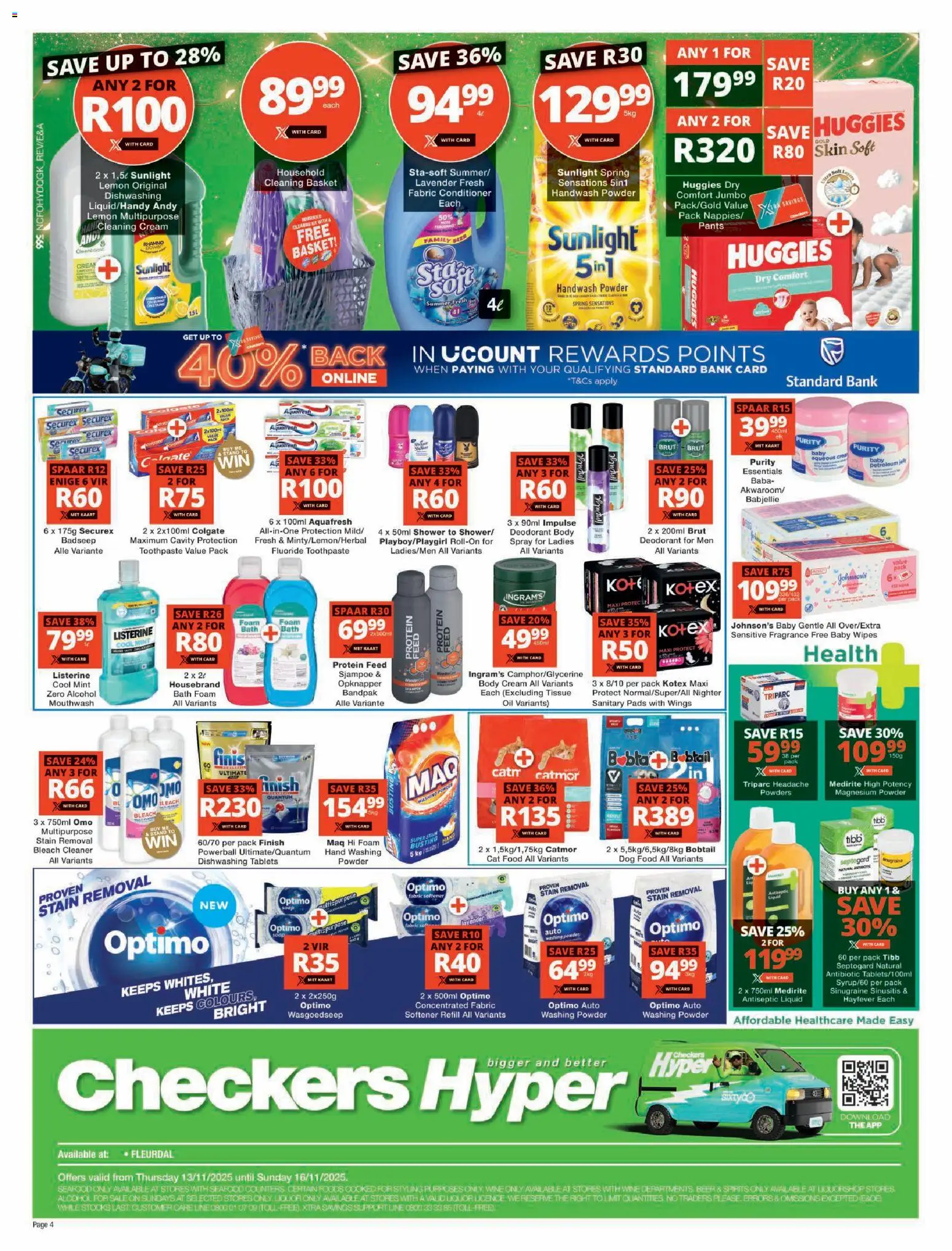 New Checkers catalogue – valid from 13.11.2025 | Page: 4 | Products: Oil, Powder, Mouthwash, Washing powder