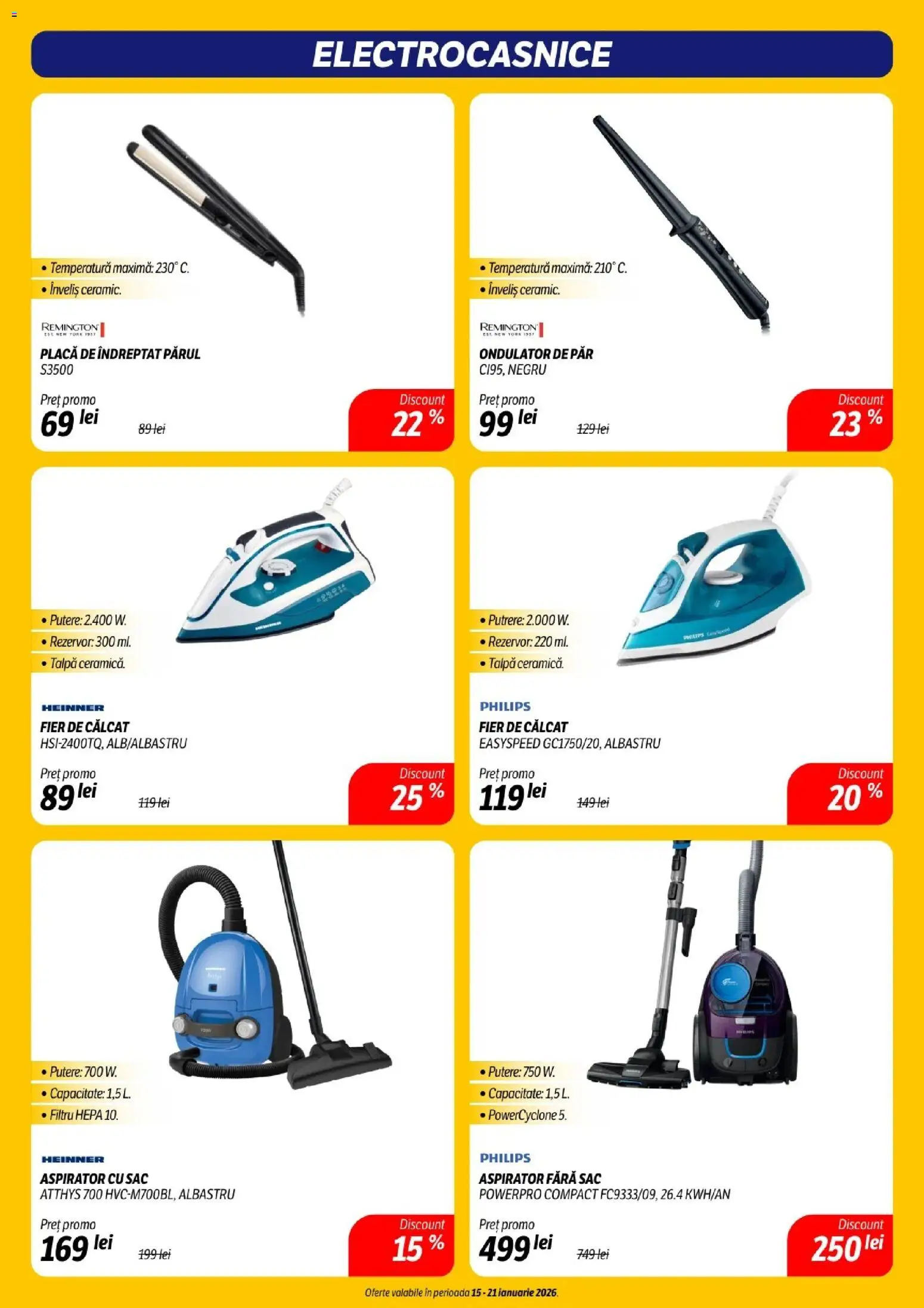 Noul catalog Flanco – valabil de la 15.01.2026 | Pagină: 18 | Produse: Enginar, Fier de călcat, Aspirator, Ondulator