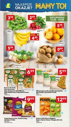 Pogląd oferty "Lewiatan gazetka - Gdańsk" - ważna od 12.02.2026 | Strona: 4 | Produkty: Banany, Frytki, Ziemniaki, Marchewka z groszkiem