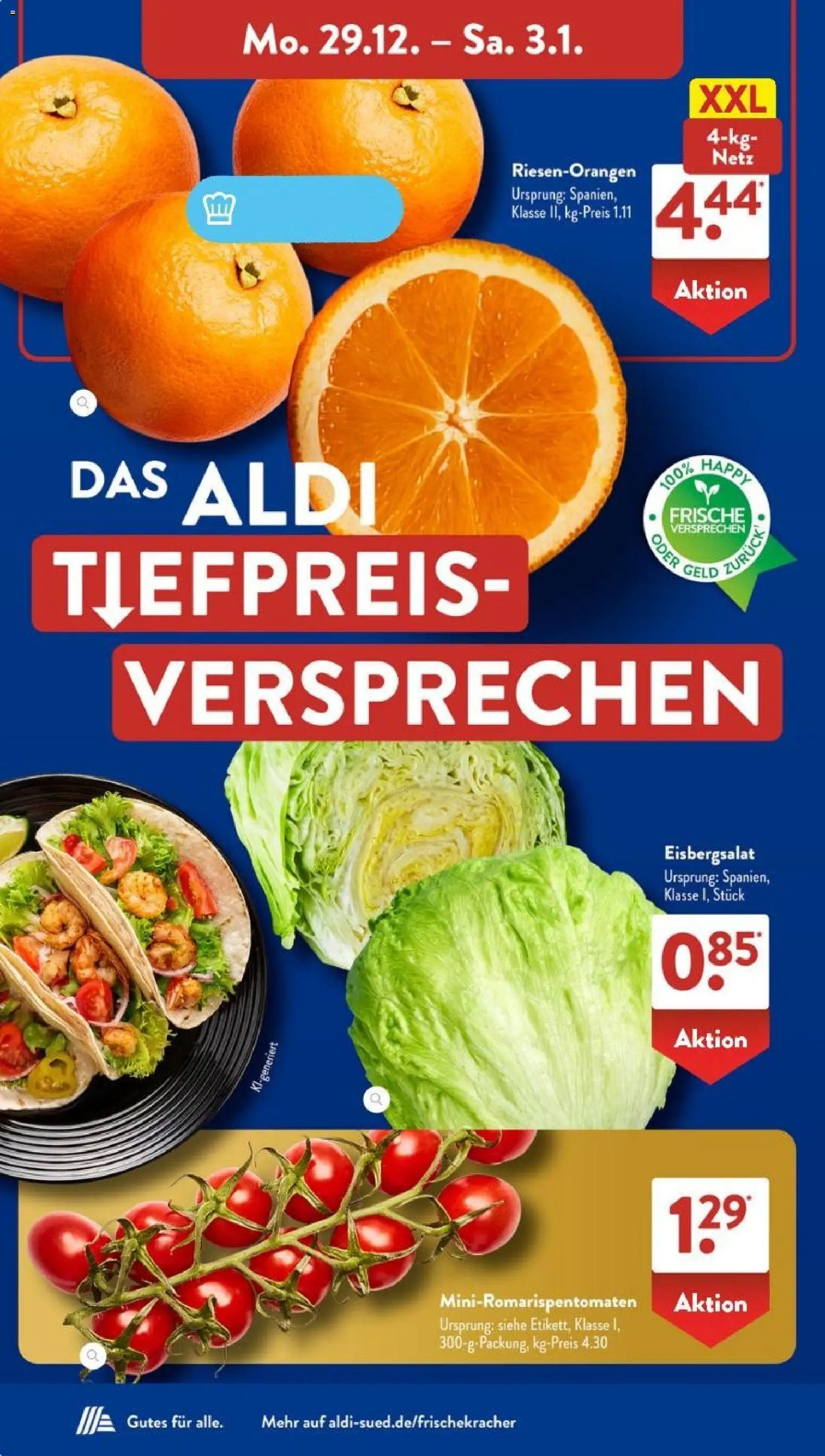 Aldi Süd Prospekt 	 – gültig ab 29.12.2025 | Seite: 4 | Produkte: Eisbergsalat