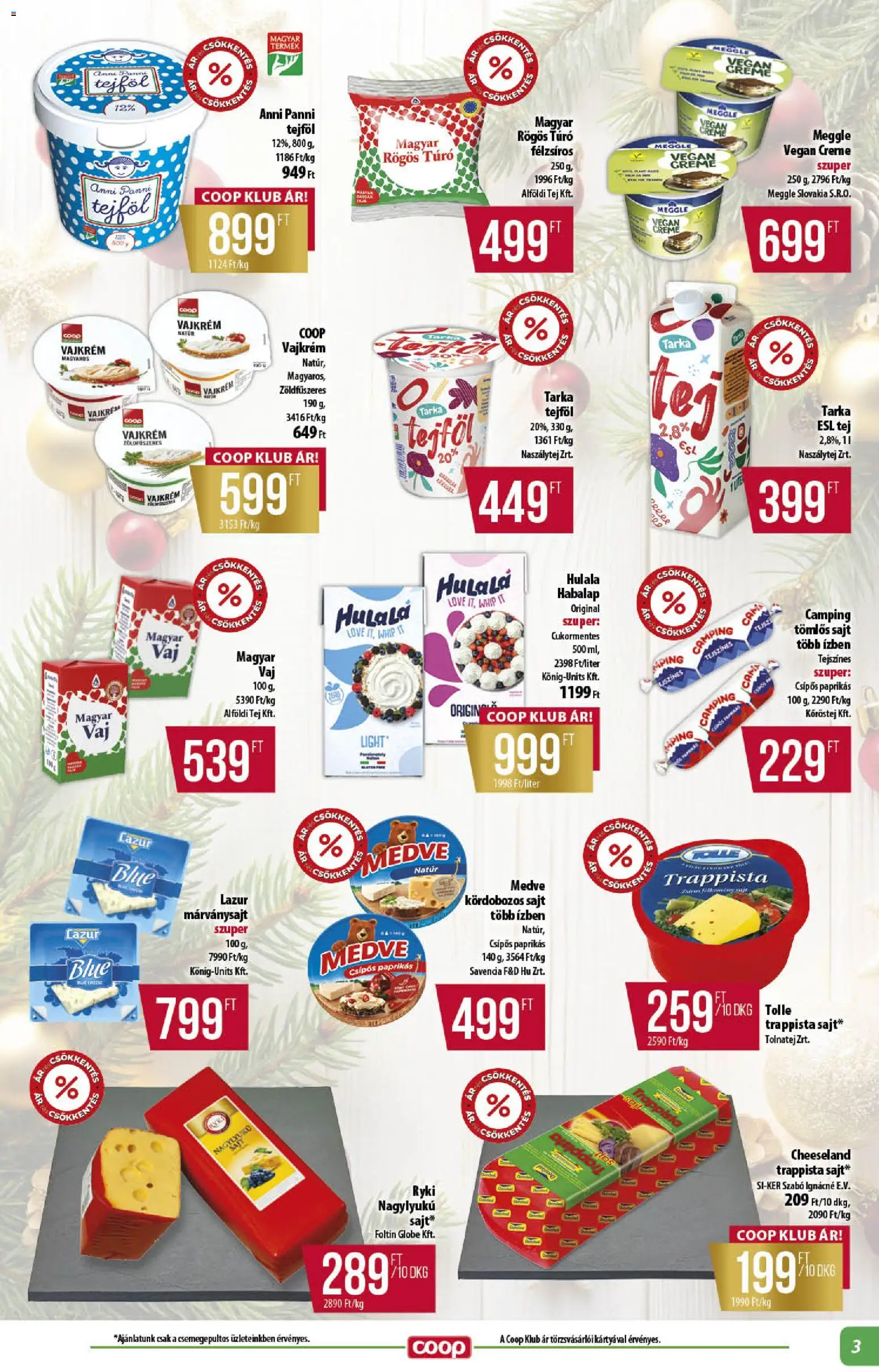 COOP akciós ujság - amely érvényes a következő dátumtól: 11.12.2025 | Oldal: 3 | Termékek: Rögös túró, Sajt, Vegán, Túró