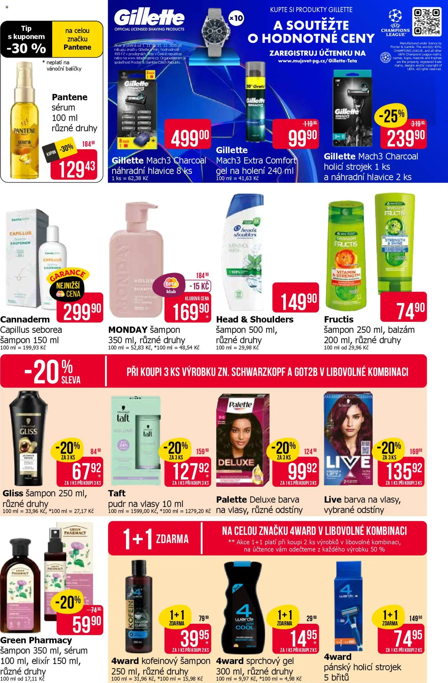 TETA Drogerie leták od 20.11.2025 | Strana: 9 | Produkty: Sprchový gel, Head & Shoulders, Gillette Mach3, Šampon