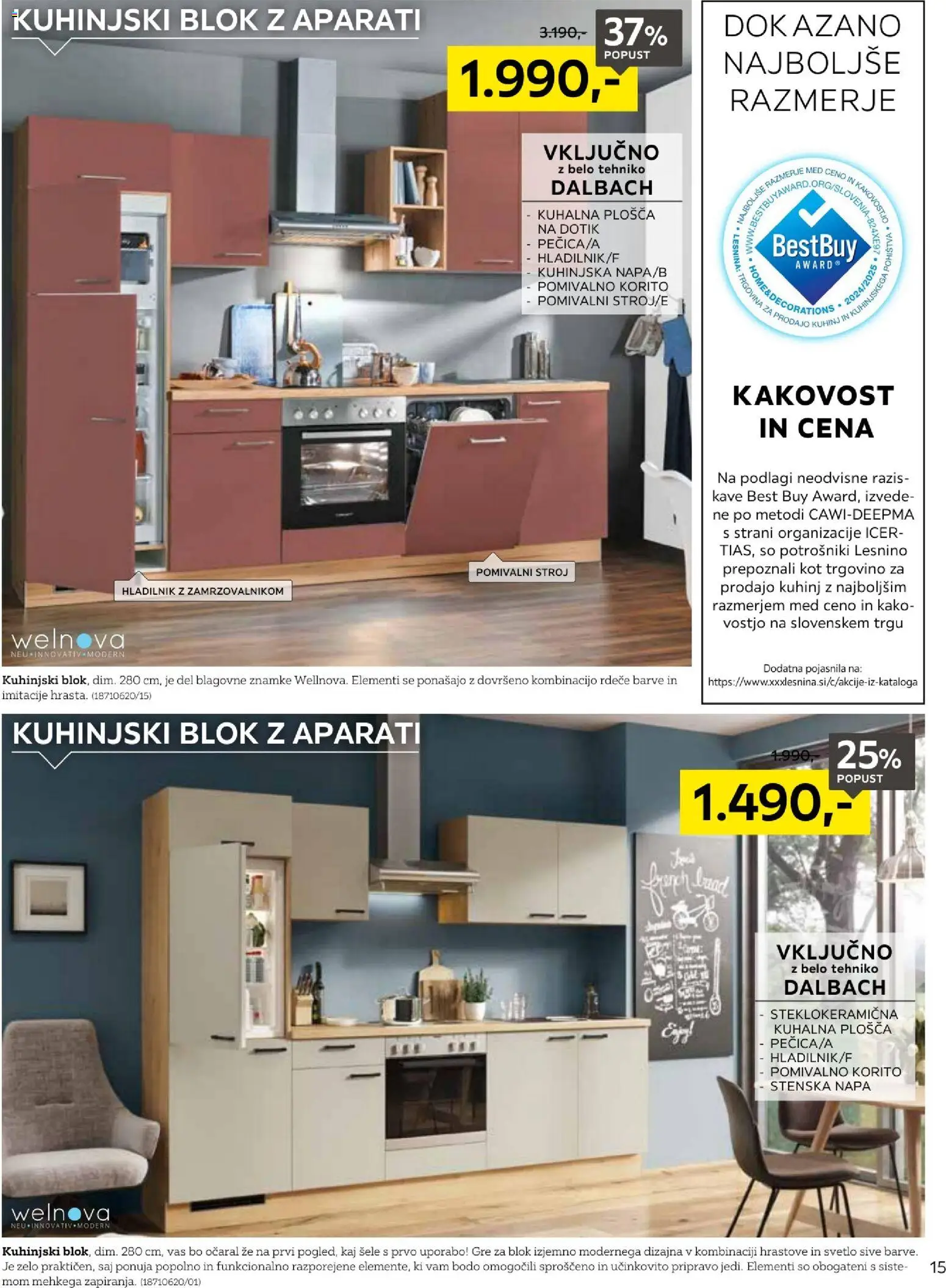 Novi XXXL Lesnina katalog ponudbe – veljaven od 19.01.2026 | Stran: 15 | Izdelki: Hladilnik, Pomivalni stroj, Pomivalno korito, Blok