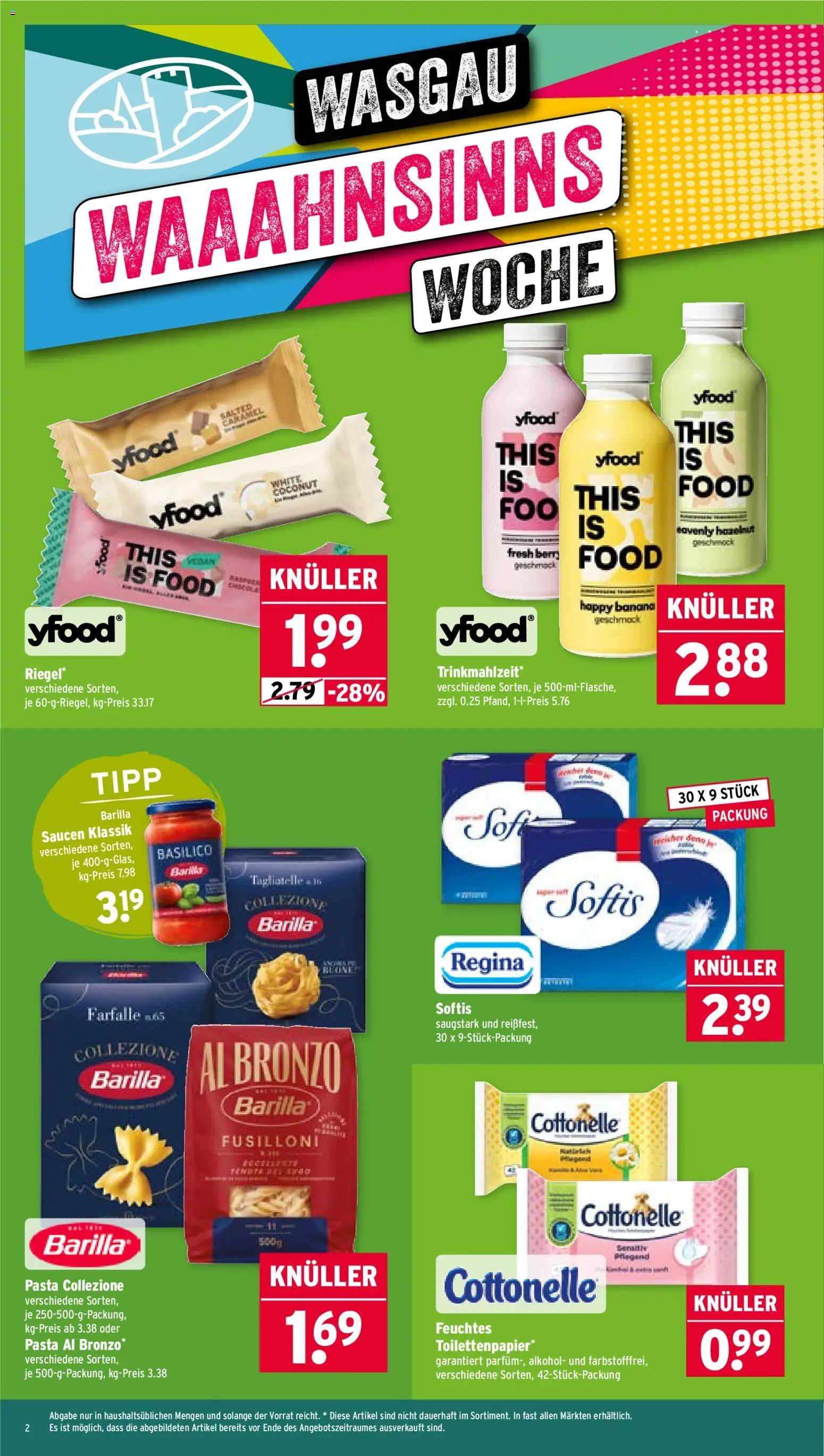Wasgau Prospekt 	 – gültig ab 03.11.2025 | Seite: 2 | Produkte: Barilla, YFood, Pasta
