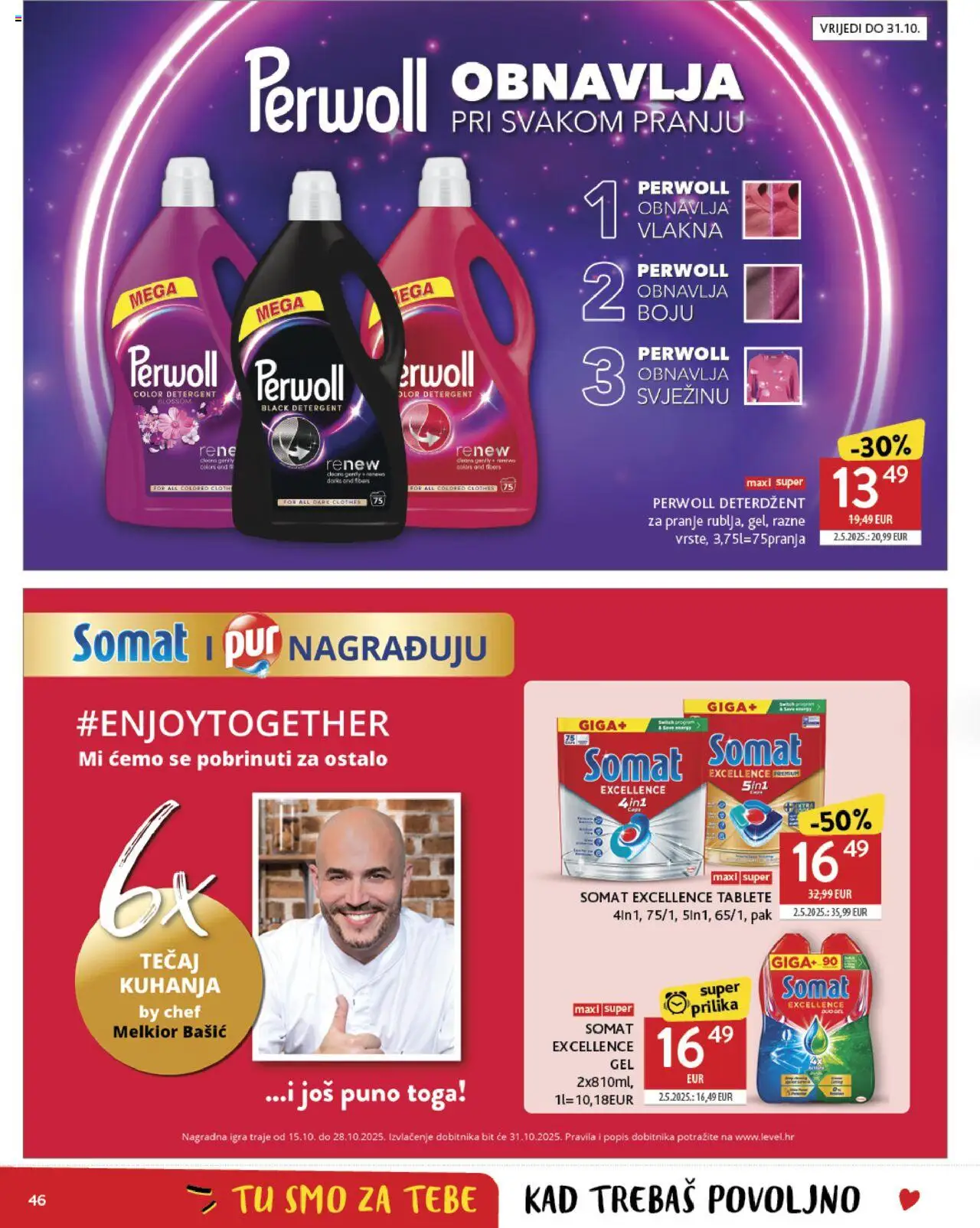Konzum katalog | vrijedi od 15.10.2025 | Stranica: 46 | Proizvodi: Deterdžent, Somat, Perwoll, Igra