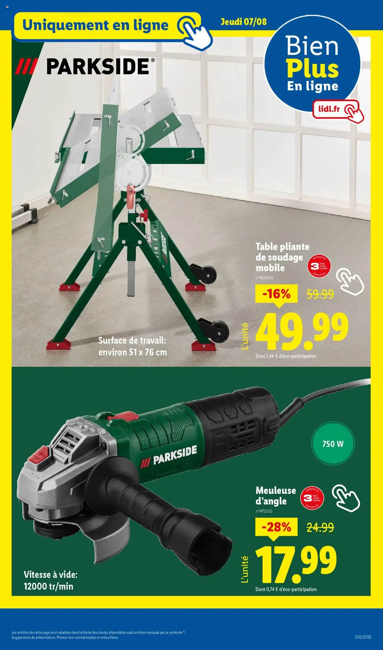  | Page: 41 | Produits: Meuleuse, Table, Table pliante