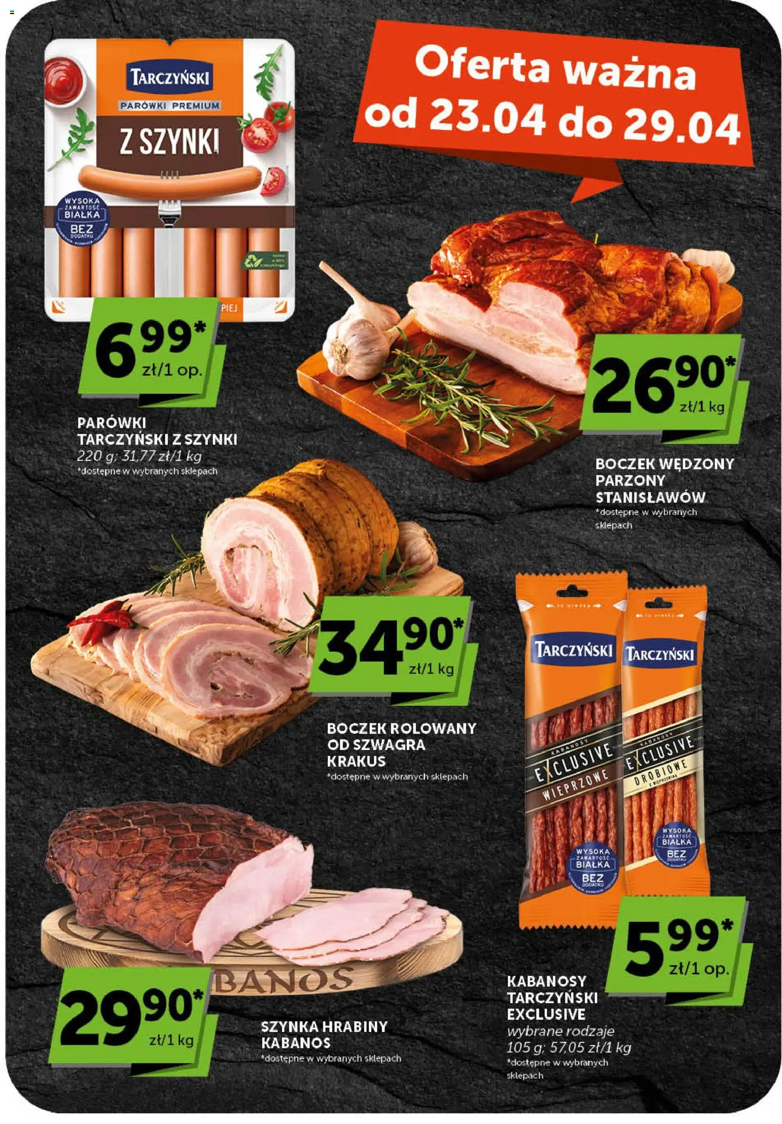 Groszek gazetka od 23.04.2026 | Strona: 22 | Produkty: Kabanosy, Parówki, Szynka, Boczek wędzony