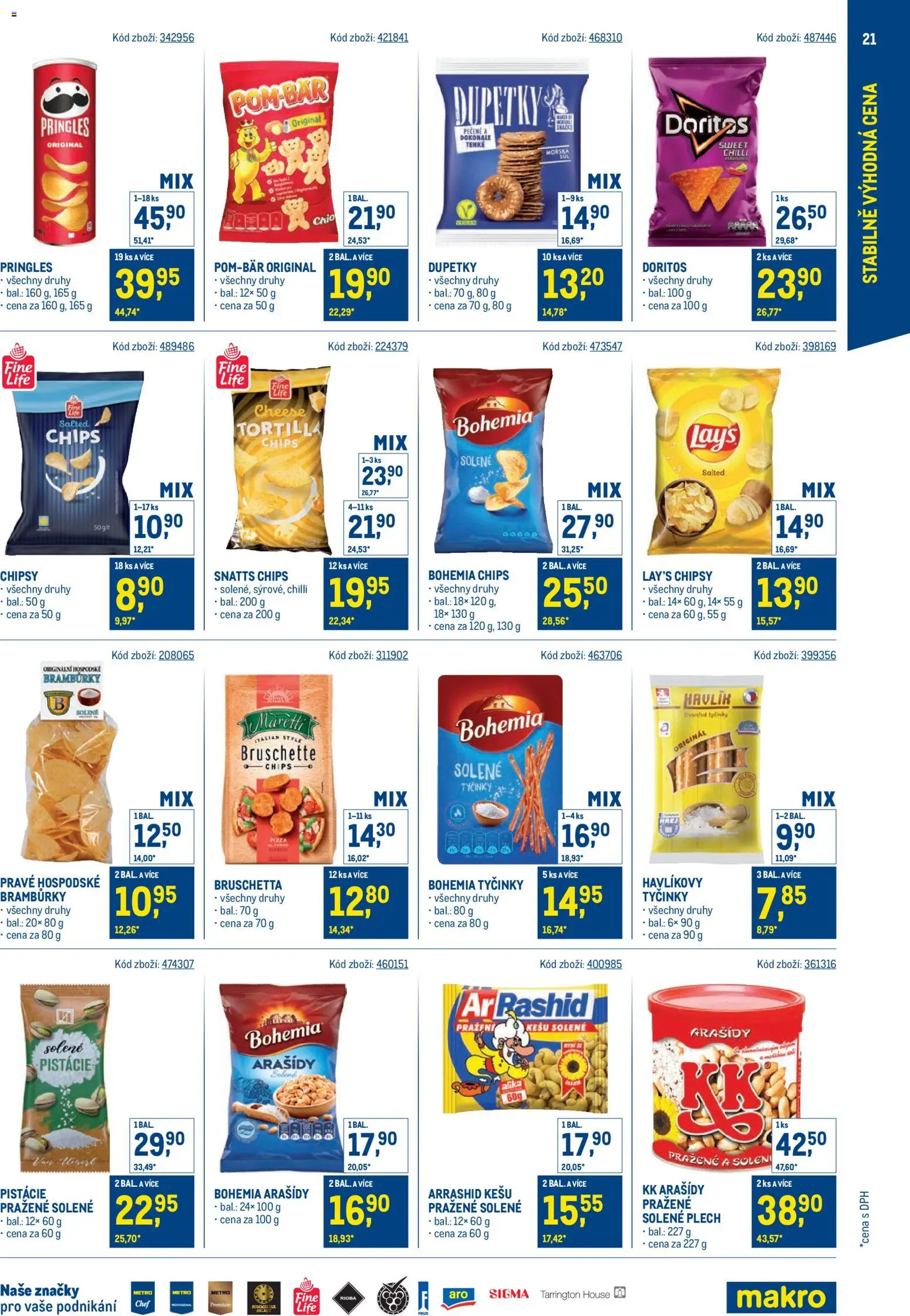 Makro leták - Stabilně výhodná cena - maloobchod od 24.09.2025 | Strana: 21 | Produkty: Bramburky, Pistácie, Doritos, Plech