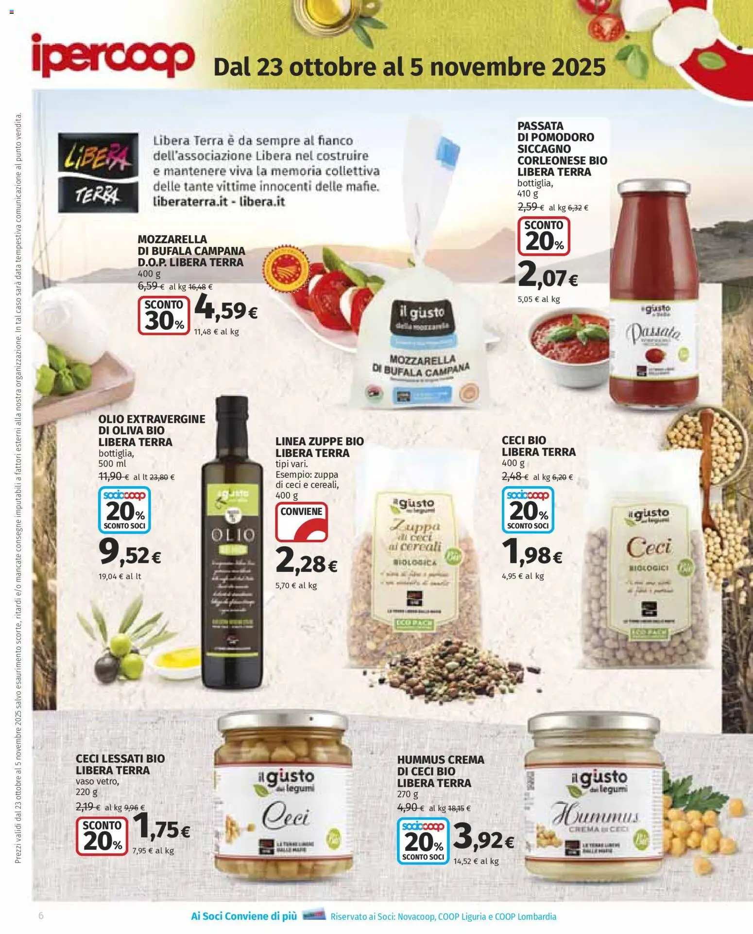 Volantino Ipercoop del 23.10.2025 | Pagina: 6 | Prodotti: Crema, Cereali, Pomodoro, Olio