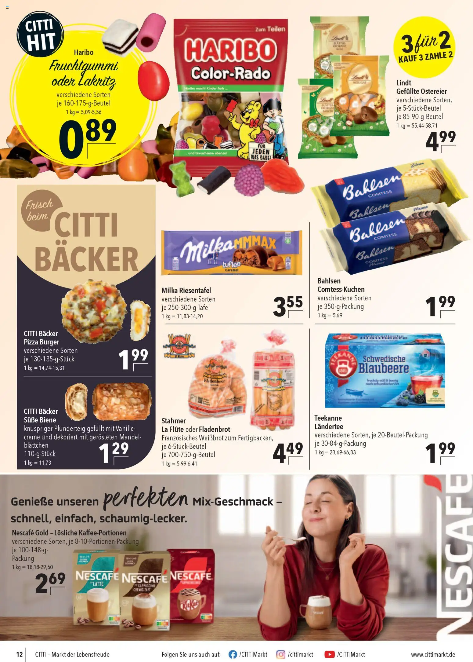 CITTI Markt Prospekt 	 – gültig ab 04.03.2026 | Seite: 12 | Produkte: Nescafe, Haribo, Pizza, Nescafe gold
