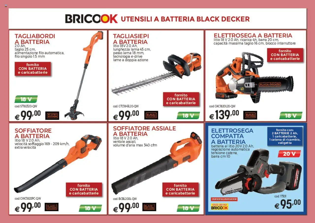 Volantino Brico OK del 03.03.2025 | Pagina: 25 | Prodotti: Tagliasiepi, Valigetta, Batterie, Caricabatterie