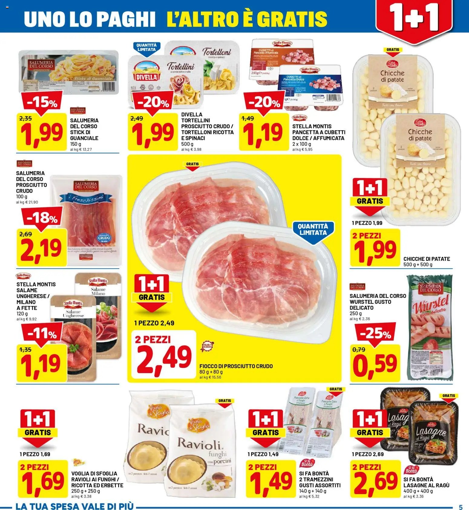 Volantino D Più del 26.01.2026 | Pagina: 5 | Prodotti: Pancetta, Spinaci, Ravioli, Tortelloni