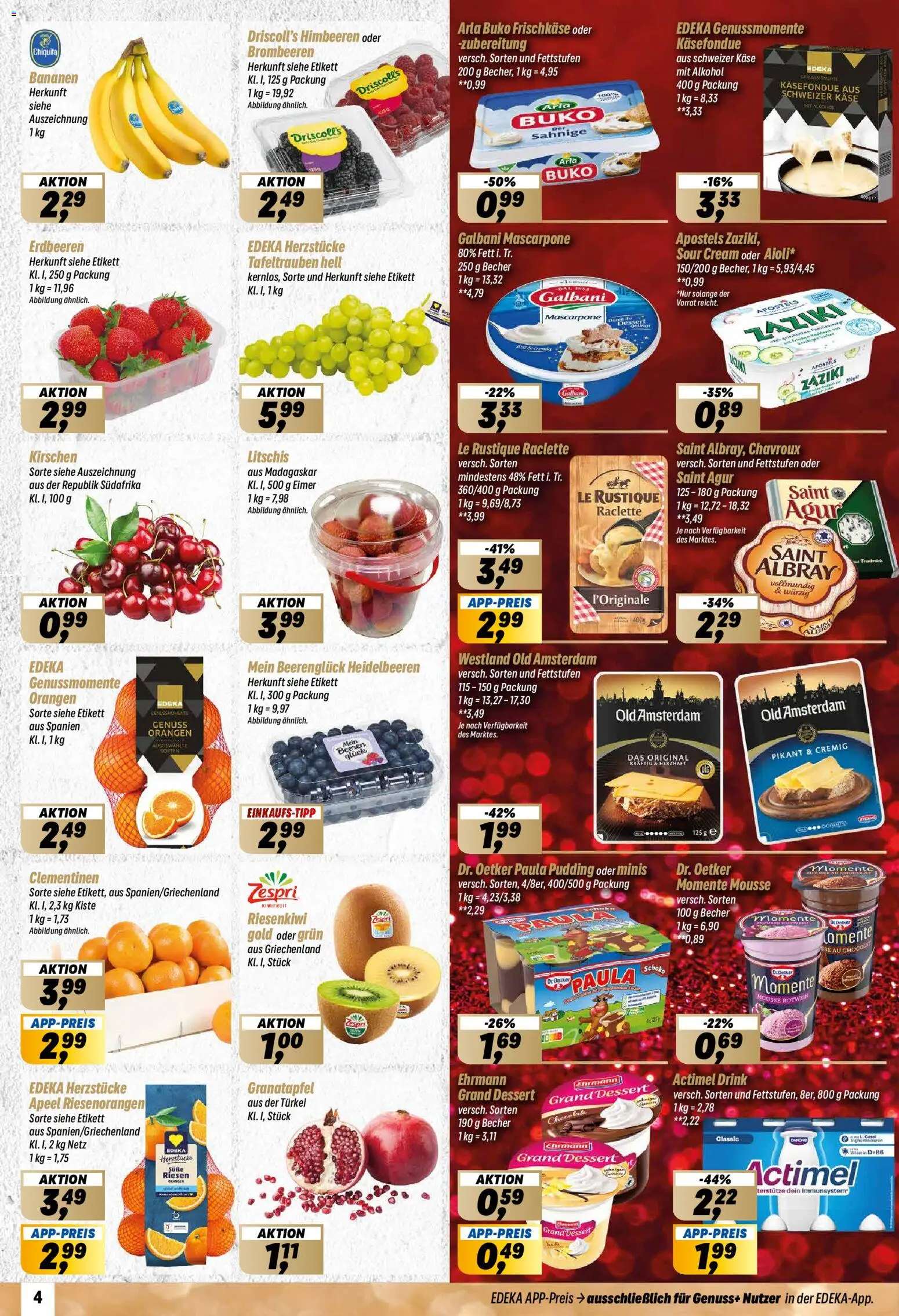 Simmel Prospekt 	 – gültig ab 22.12.2025 | Seite: 4 | Produkte: Granatapfel, Orangen, Heidelbeeren, Arla buko