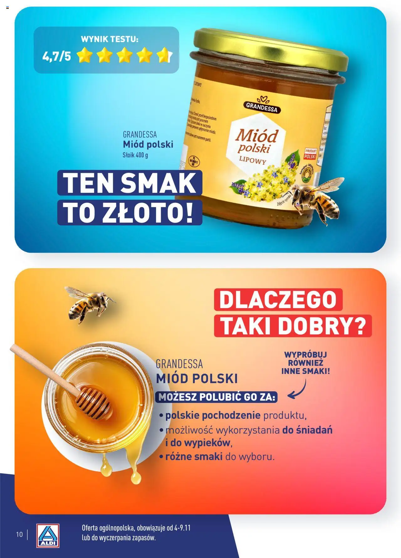 Aldi Gazetka - Wielki test od 04.11.2024 | Strona: 10 | Produkty: Miód