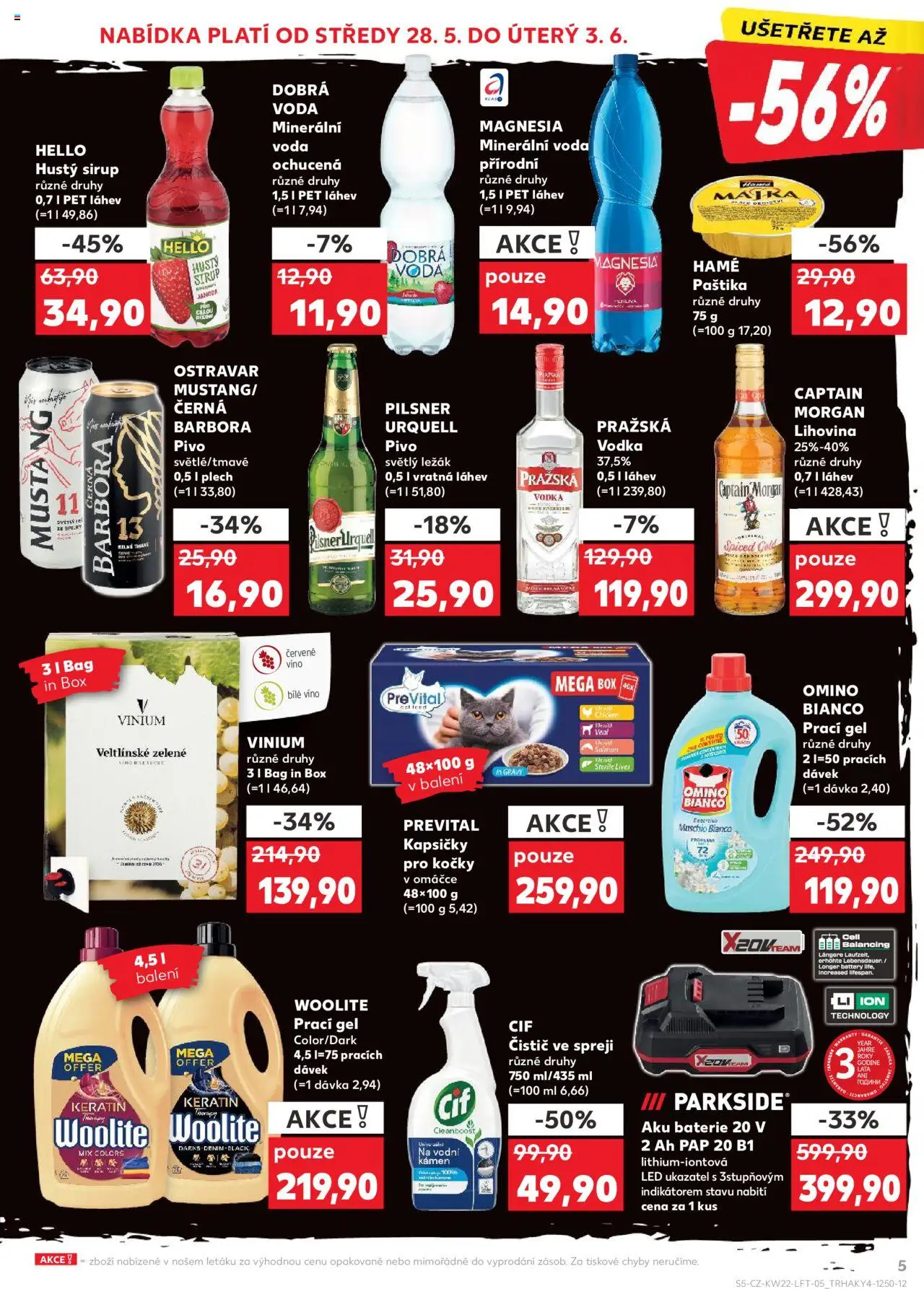 Kaufland leták - Praha 4 od 28.05.2025 | Strana: 5 | Produkty: Kapsičky pro kočky, Magnesia, Sirup, Captain Morgan