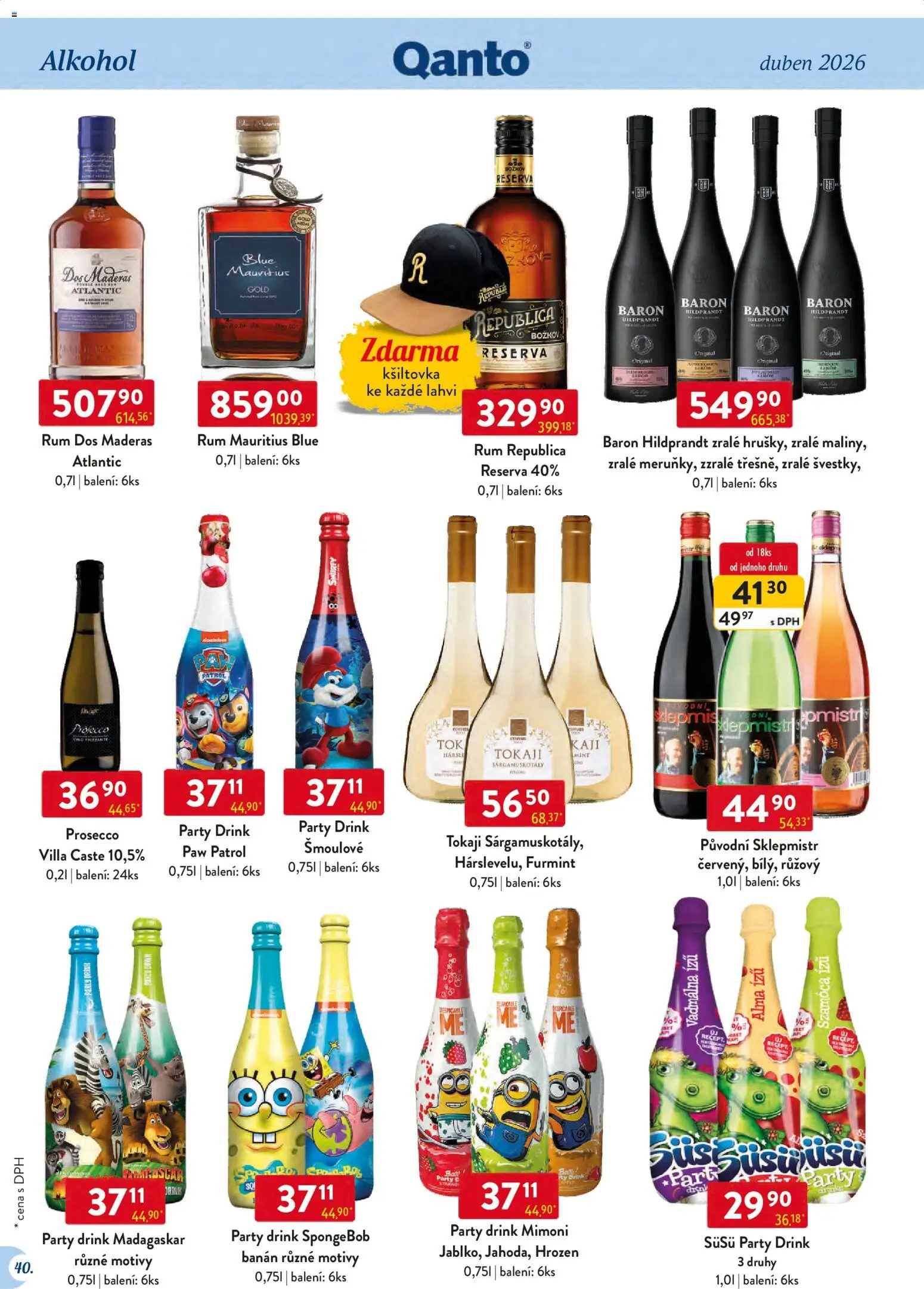 Astur & Qanto leták - Velkoobchod 04/2026 od 01.04.2026 | Strana: 40 | Produkty: Rum, Banán, Božkov, Tokaji