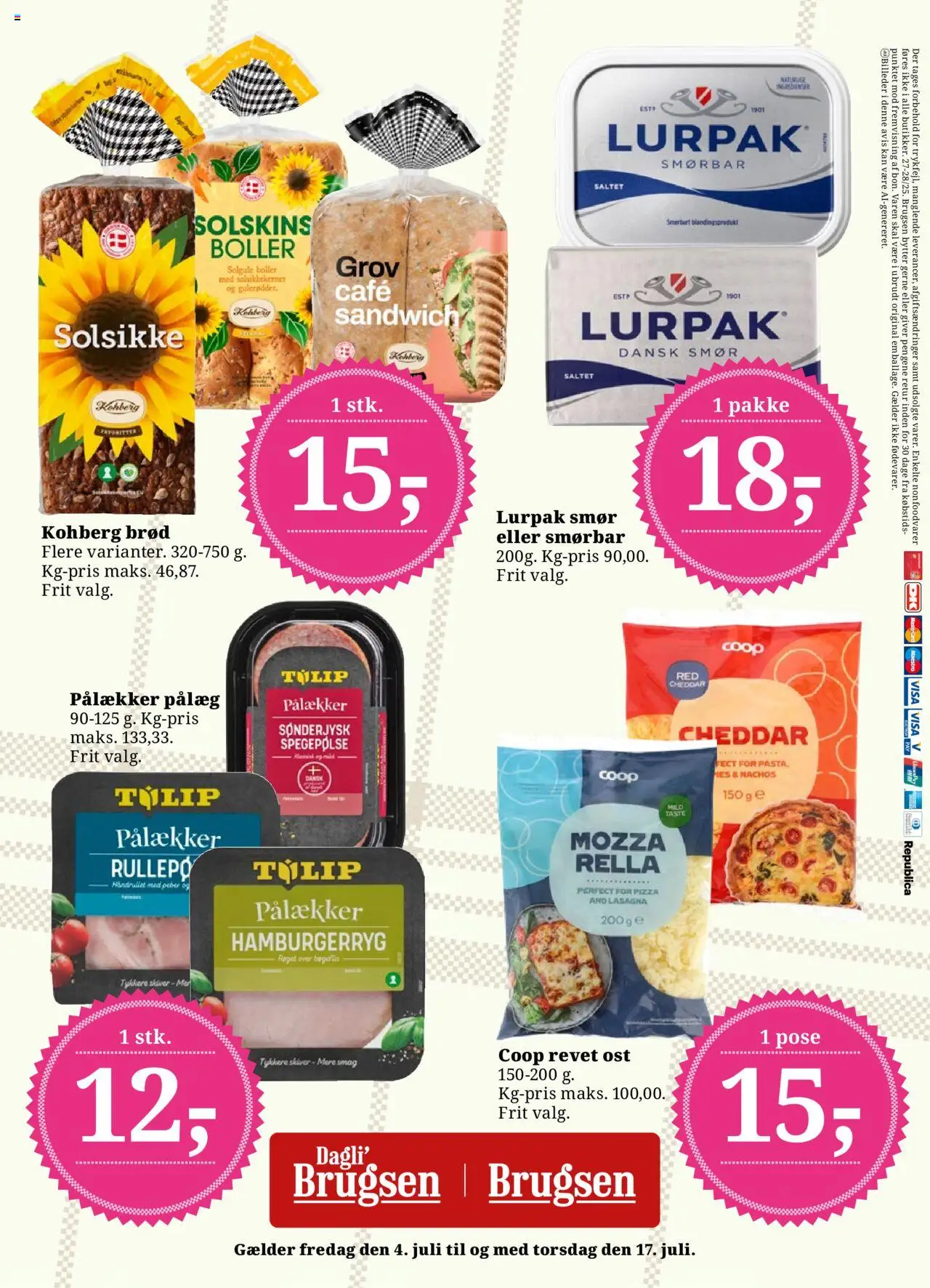 Dagli'Brugsen Tilbudsavis gyldig fra 04.07.2025 | Side: 17 | Produkter: Cheddar, Pizza, Solsikkekerner, Pålæg