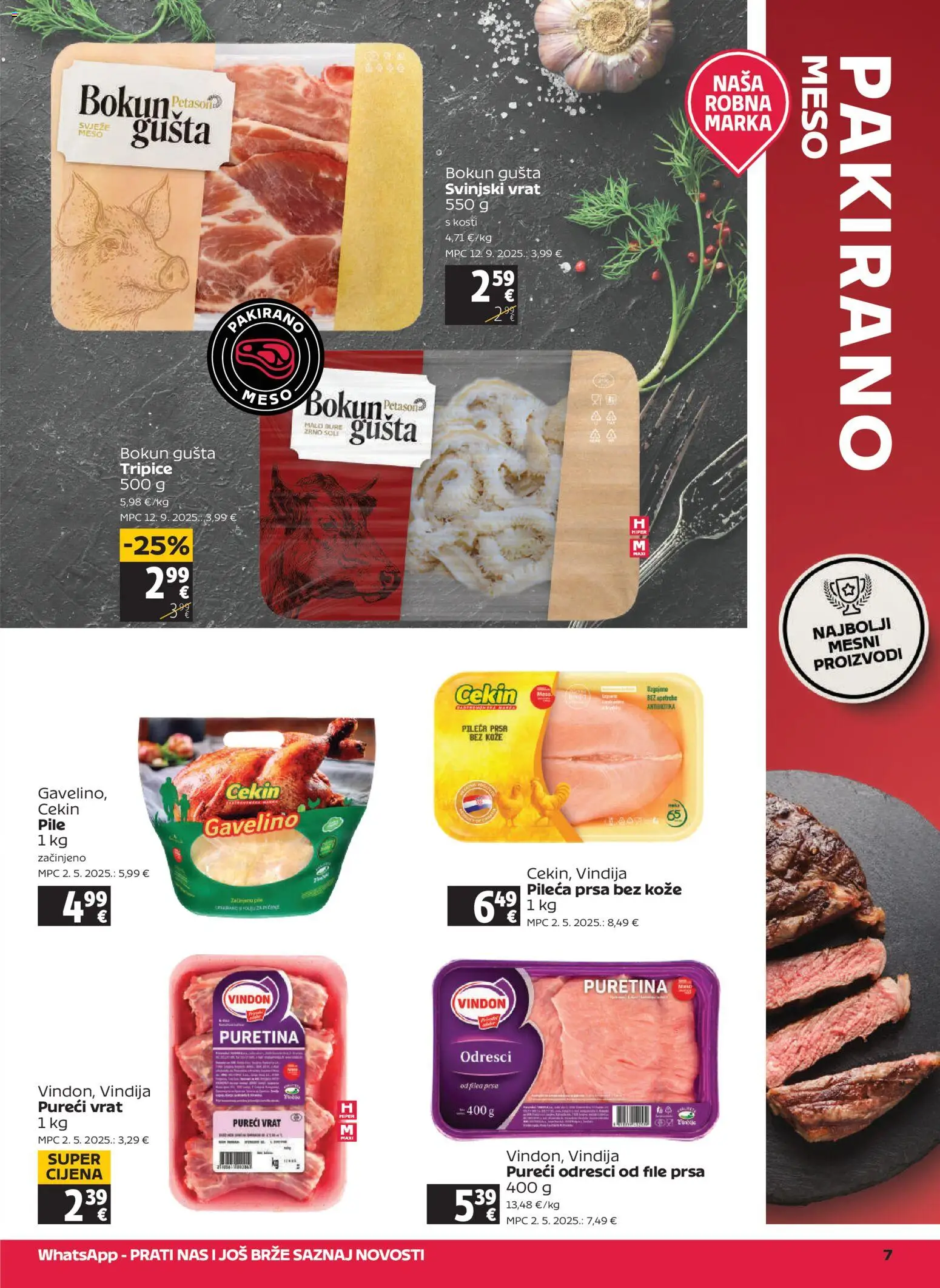 Tommy katalog | vrijedi od 16.04.2026 | Stranica: 7 | Proizvodi: Vindija, Svinjski vrat, Meso, Pileća prsa