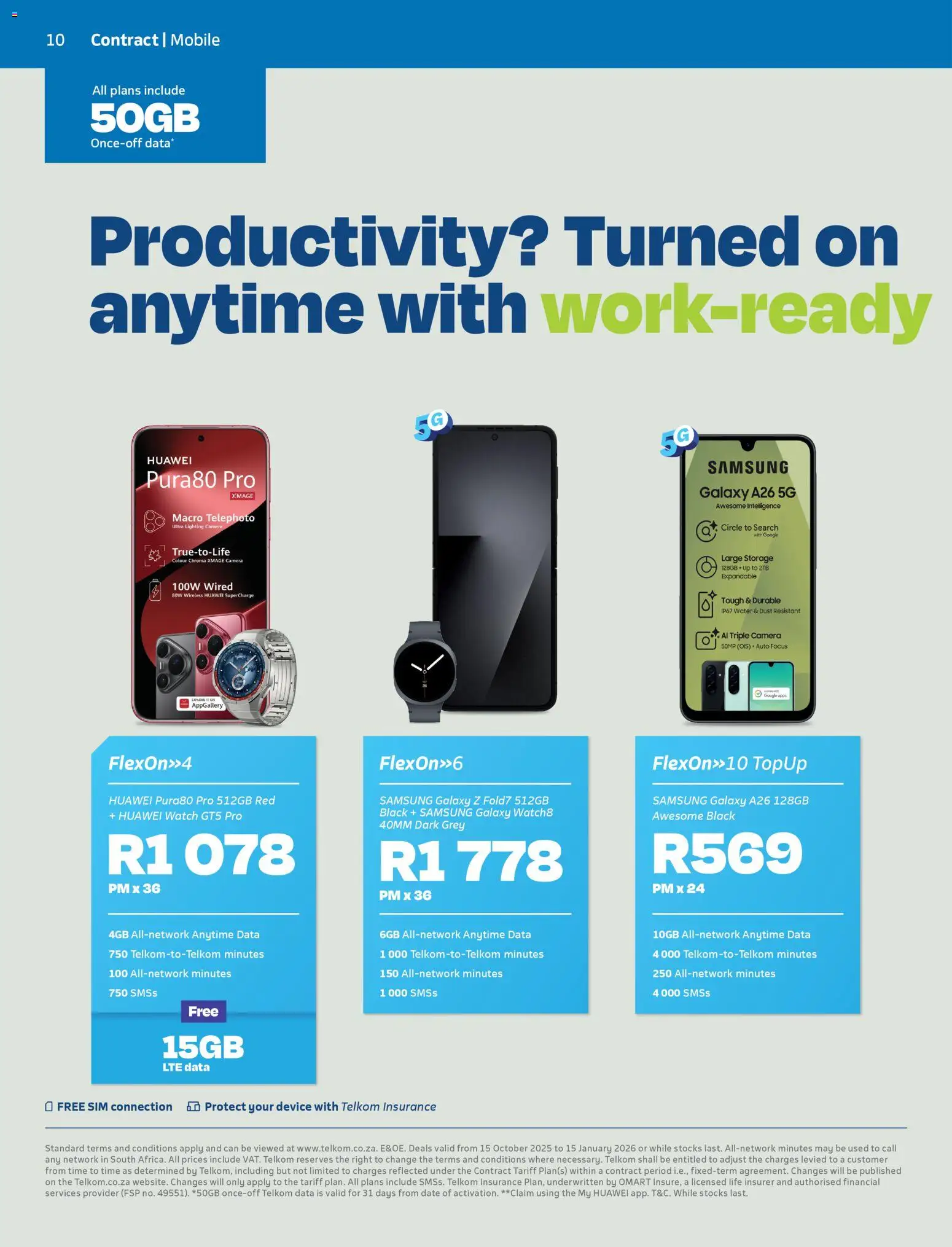 New Telkom catalogue – valid from 15.10.2025 | Page: 10 | Products: Sim, Watch, Camera, Water