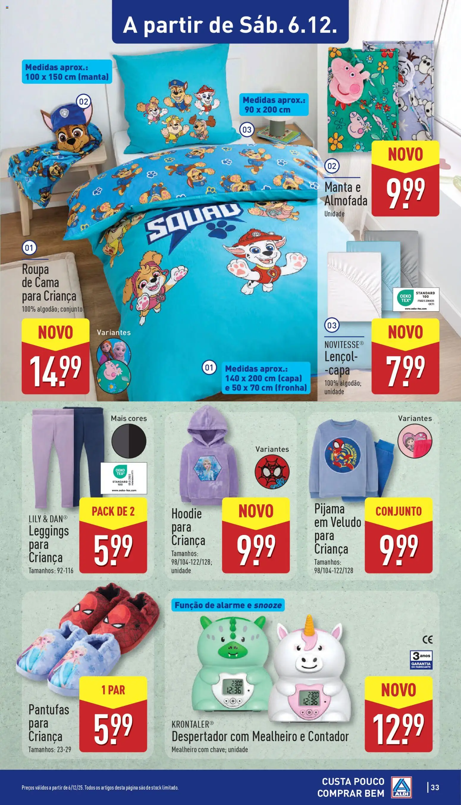 Aldi folheto │ válido de 01.12.2025 | Página: 33 | Produtos: Cama, Almofada, Roupa de cama, Leggings