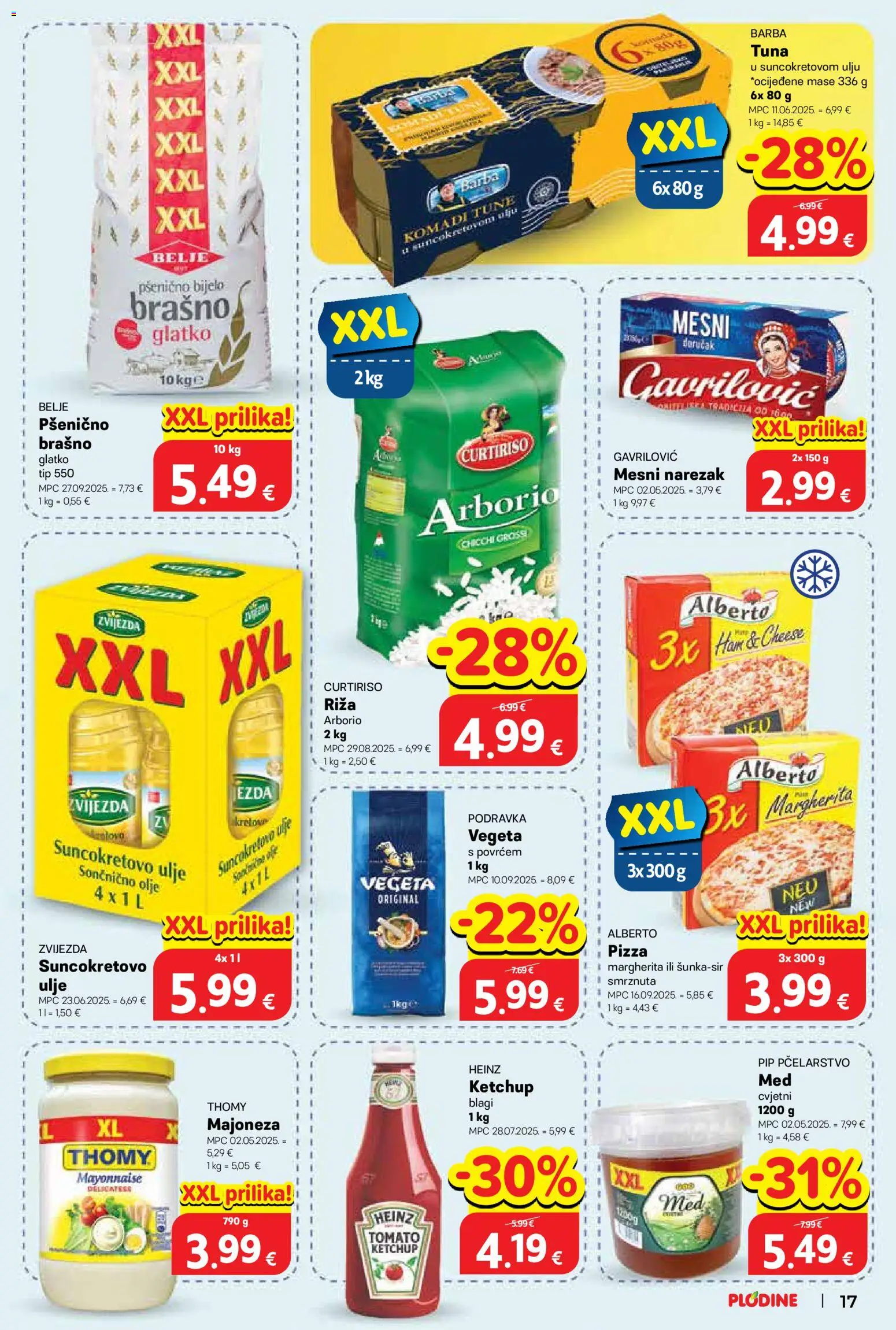 Plodine katalog | vrijedi od 05.11.2025 | Stranica: 17 | Proizvodi: Suncokretovo ulje, Podravka, Mesni doručak, Tuna