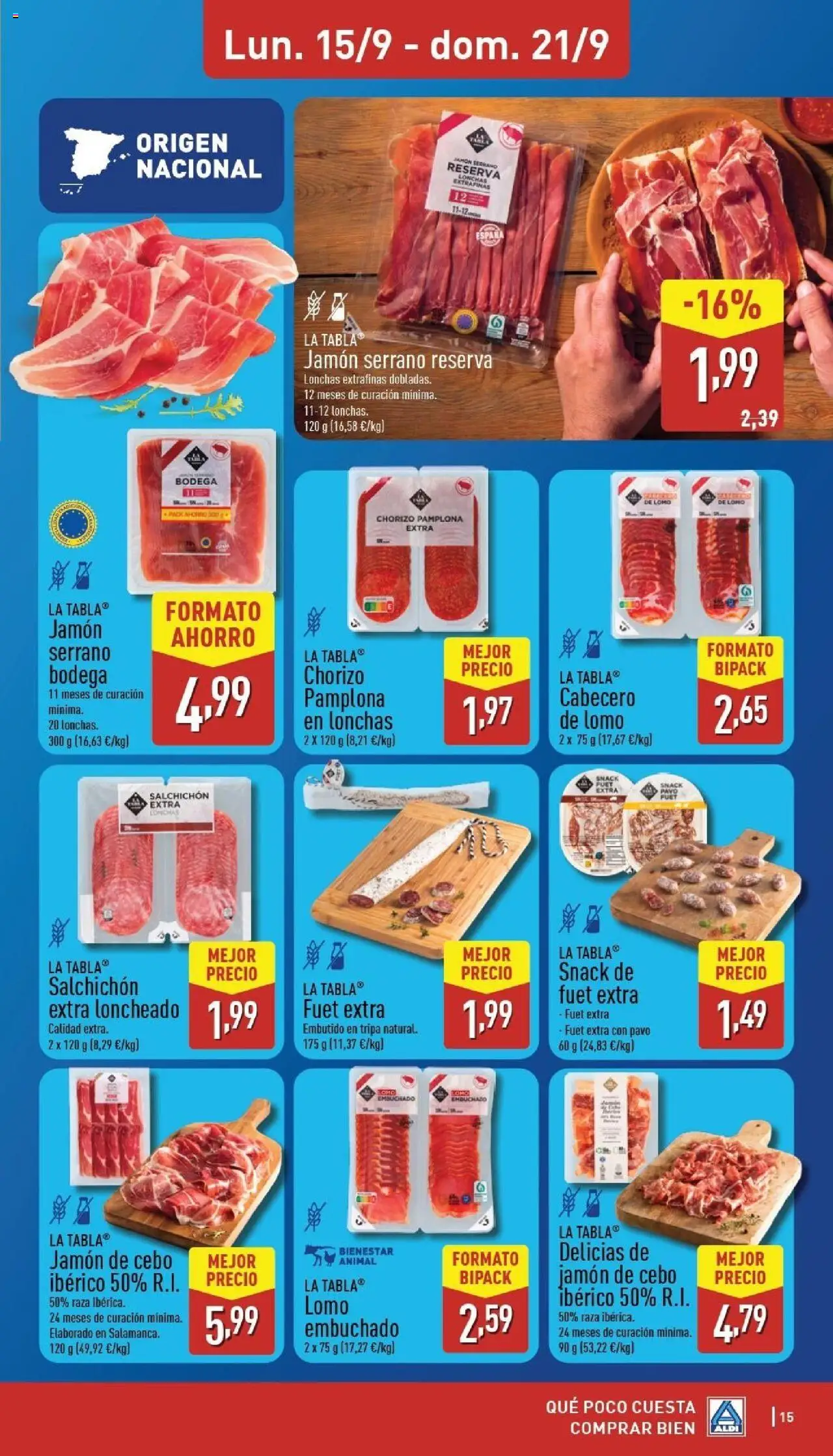 Aldi folleto Baleares │ válido desde el 15.09.2025 | Página: 15 | Productos: Jamón serrano, Jamón, Loncheado
