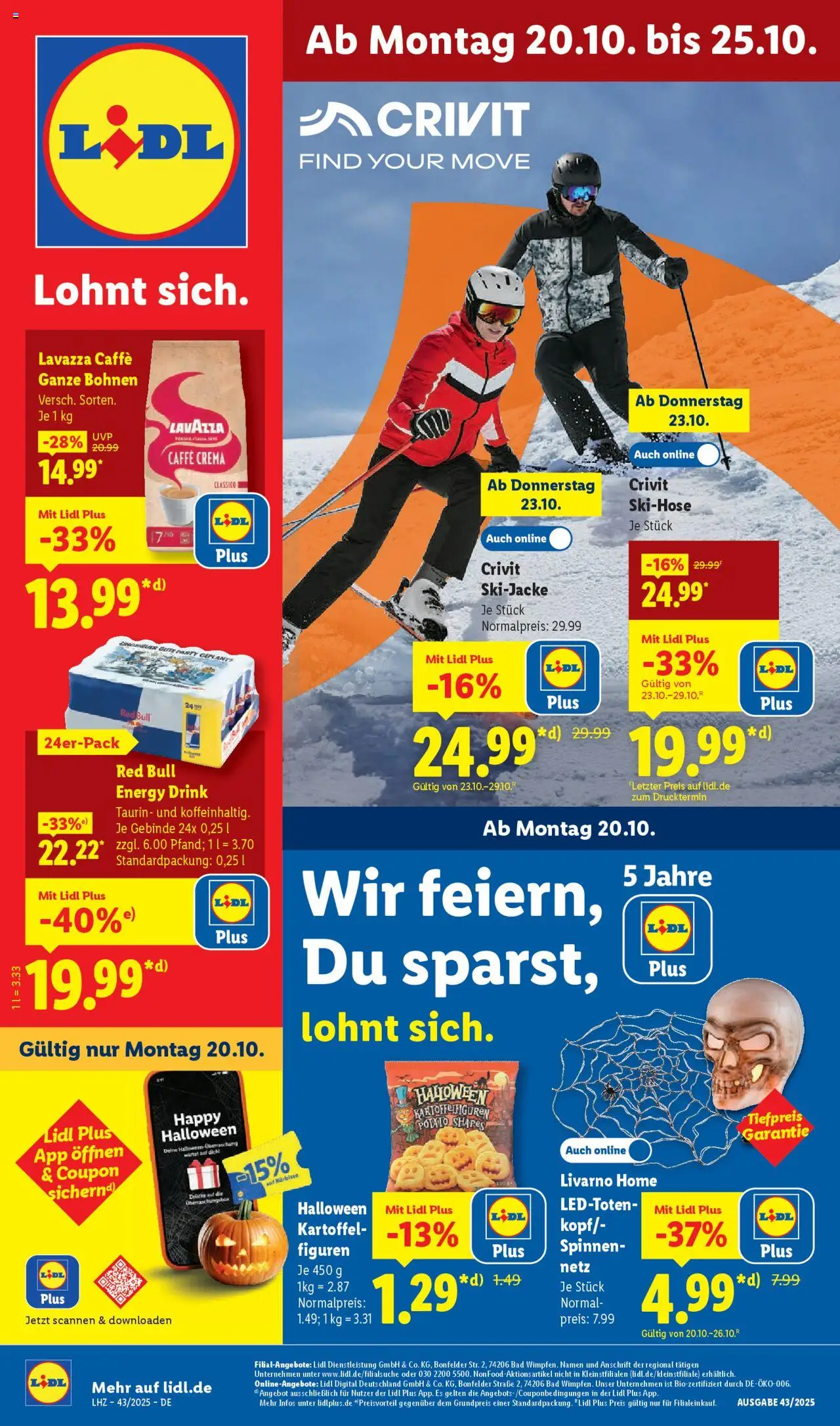 Lidl Prospekt Stuttgart-Mitte – gültig ab 20.10.2025 | Seite: 1 | Produkte: Lavazza, Red bull, Energy, Bad