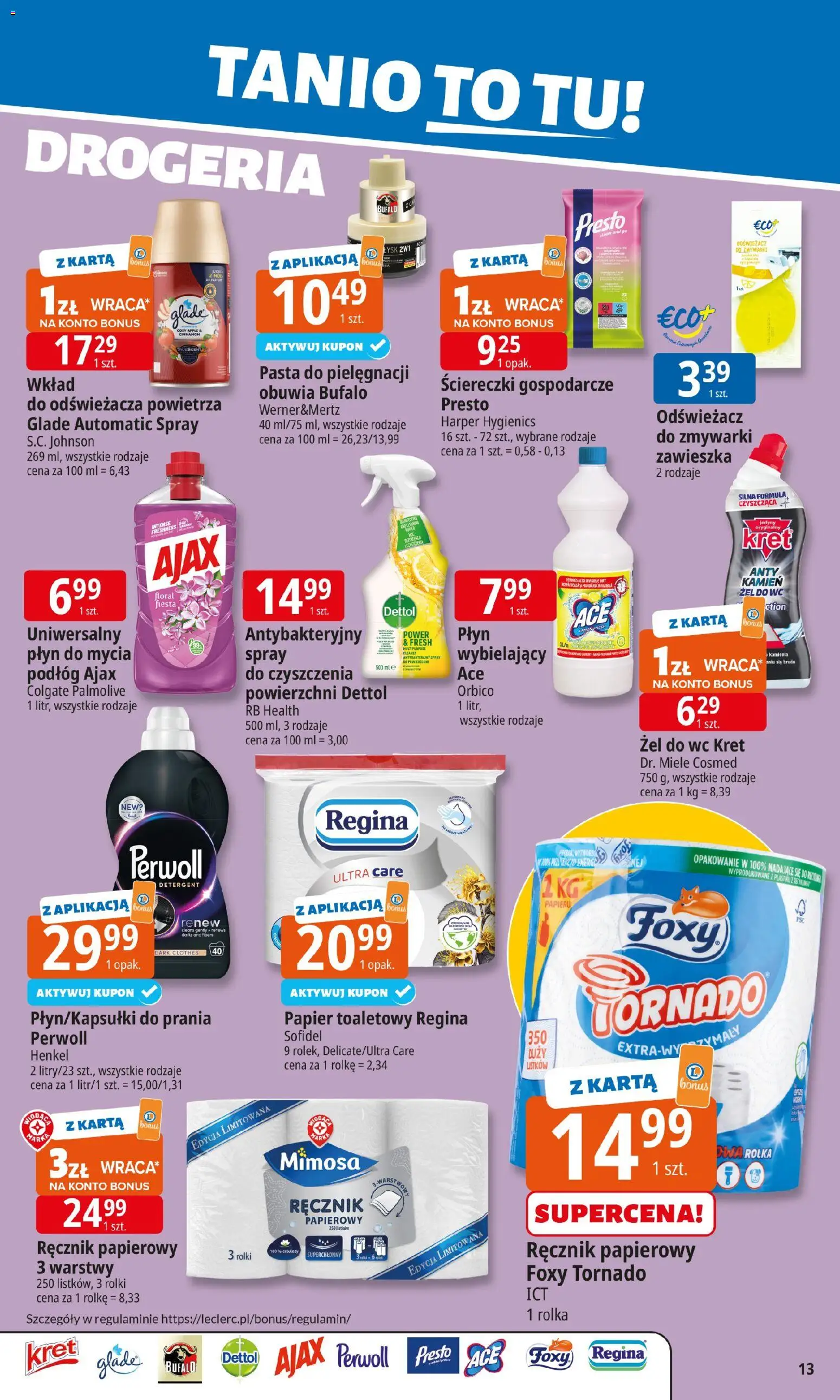 E.Leclerc Gazetka - Elbląg od 04.11.2025 | Strona: 13 | Produkty: Karta, Drogeria, Rolki, Cleaner
