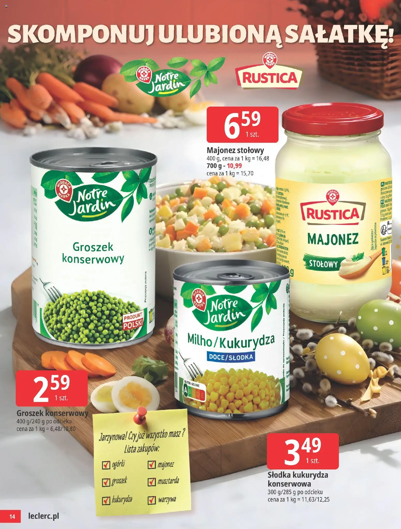 E.Leclerc gazetka - Radom Wielkanoc od 24.03.2026 | Strona: 14 | Produkty: Kukurydza, Ogórki, Warzywa, Majonez