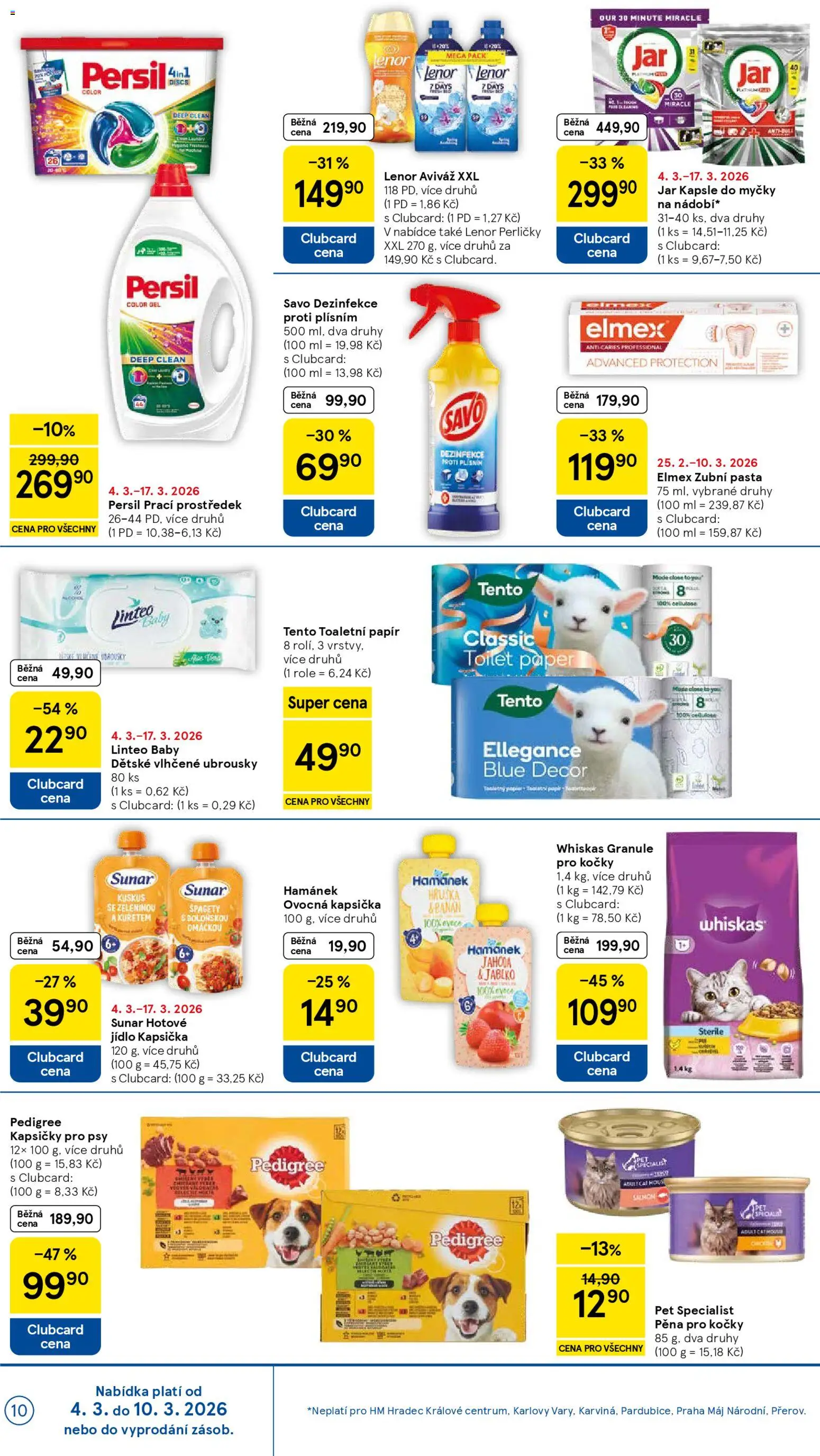 Tesco leták - Hypermarket od 04.03.2026 | Strana: 10 | Produkty: Zubní pasta, Lenor, Toaletní papír, Hamánek