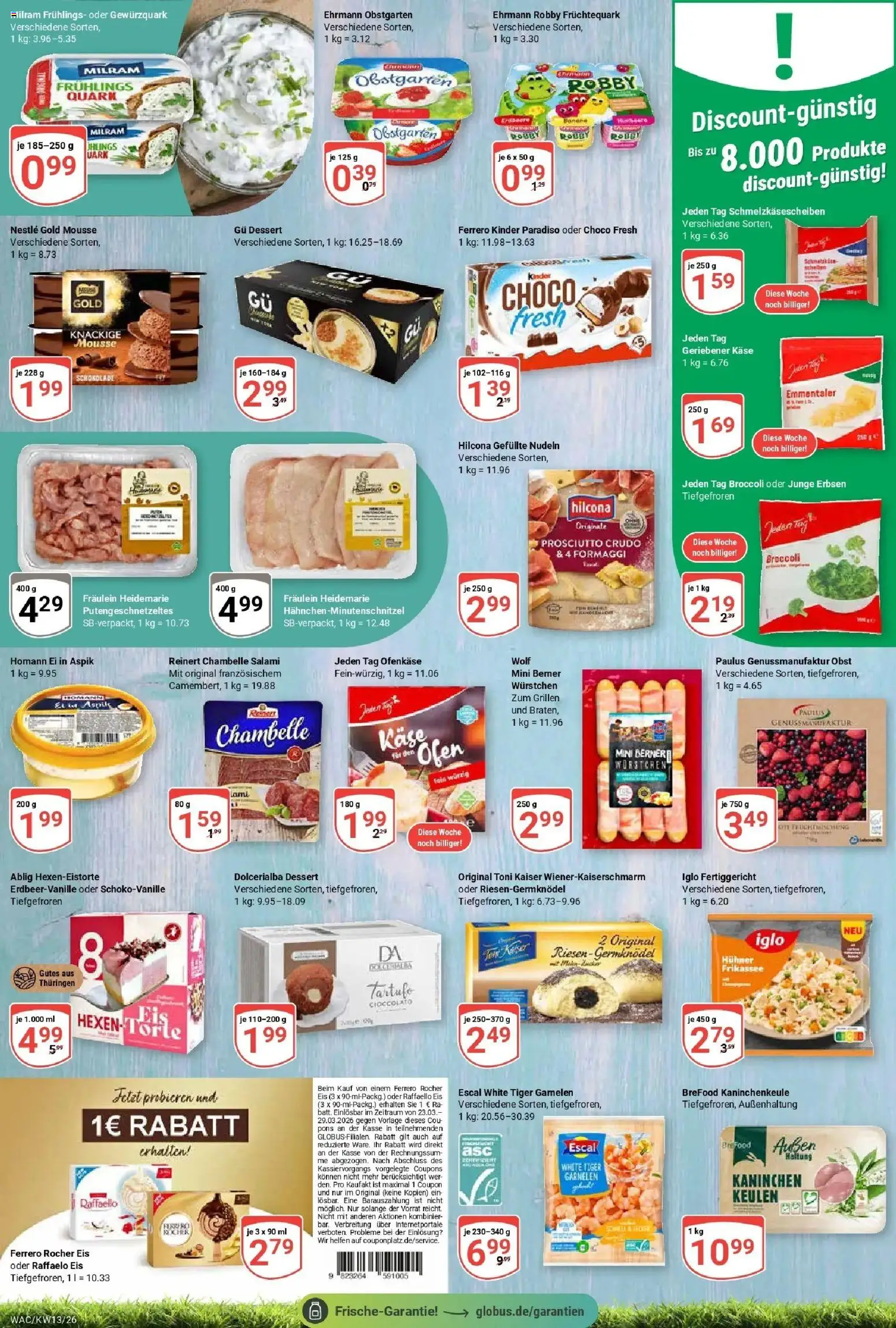 Globus prospekt Markkleeberg	 – gültig ab 23.03.2026 | Seite: 14 | Produkte: Quark, Garnelen, Obst, Eis