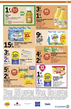 E.Leclerc - Prévisualisation de PROACTIV SANS HUILE DE PALME(5) 35% MAT.GR.(9) “PROACTIV”, Au choix: tartine & gourmet ou tartine. 450 g. valide à partir de 02.12.2025 | Page: 31 | Produits: Lait, Beurre, Huile, Jus