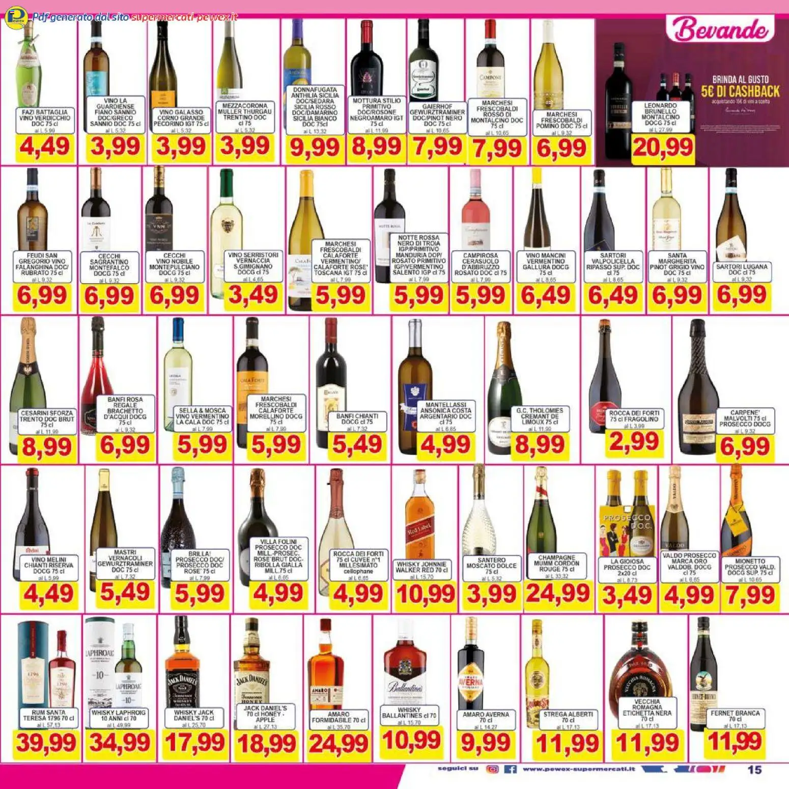 Volantino Pewex del 27.03.2026 | Pagina: 15 | Prodotti: Prosecco, Rum, Pecorino, Amaro